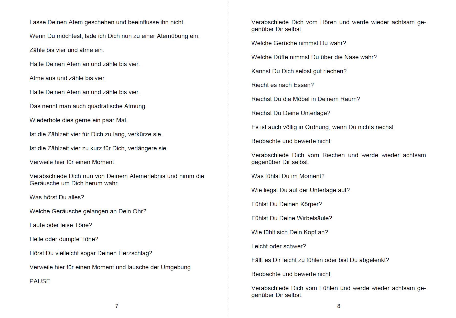 Beispielinhalt (Bild) 30 Meditationen zum Eintauchen in die Welt der Sinne
