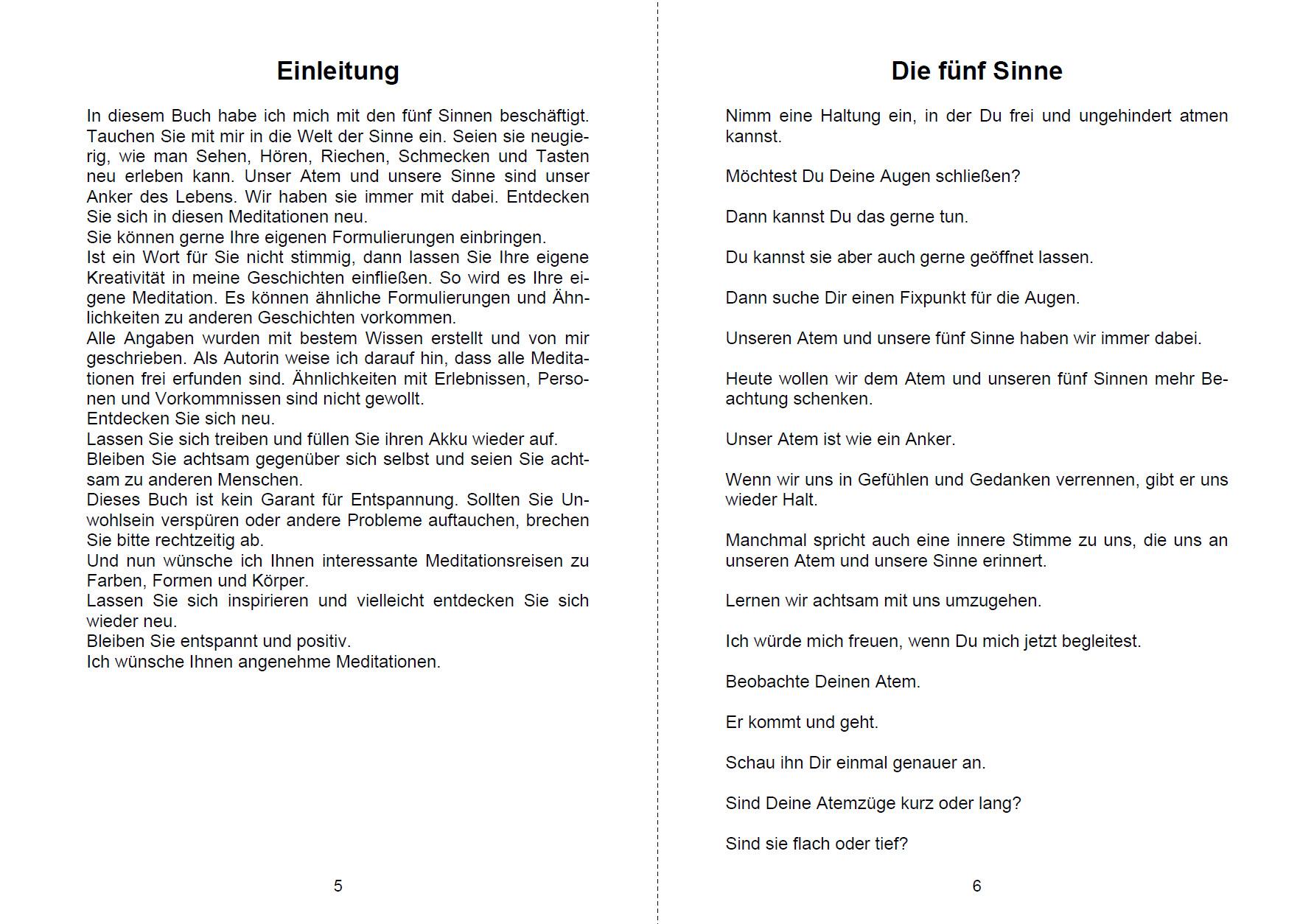 Beispielinhalt (Bild) 30 Meditationen zum Eintauchen in die Welt der Sinne