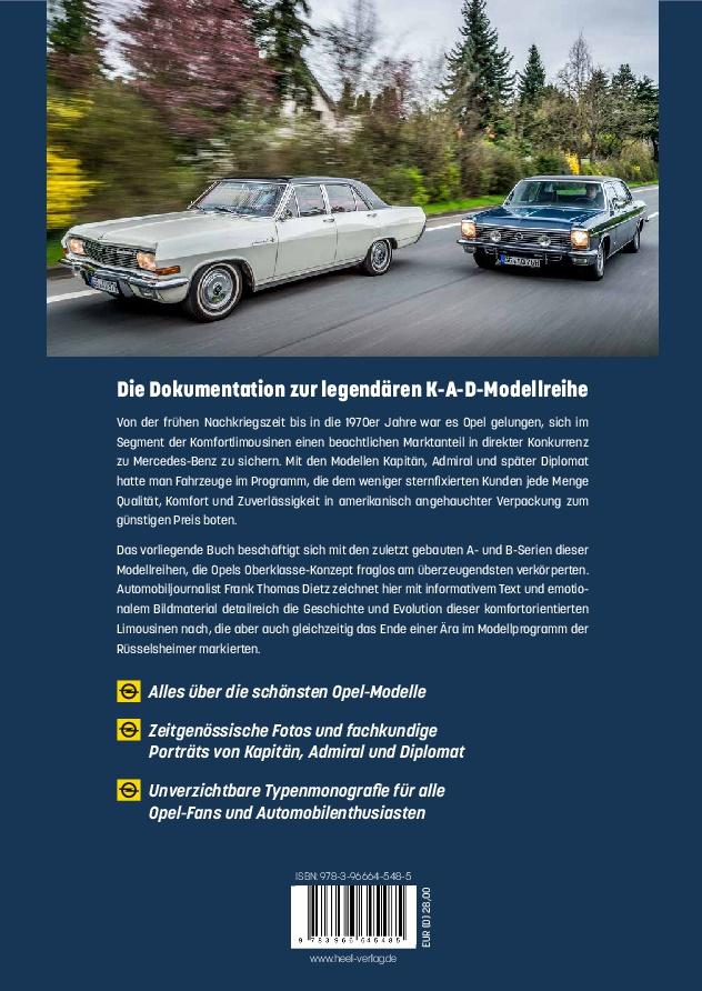 Rückseitencover Opel Kapitän, Admiral, Diplomat A & B - Die großen Drei aus Rüsselsheim