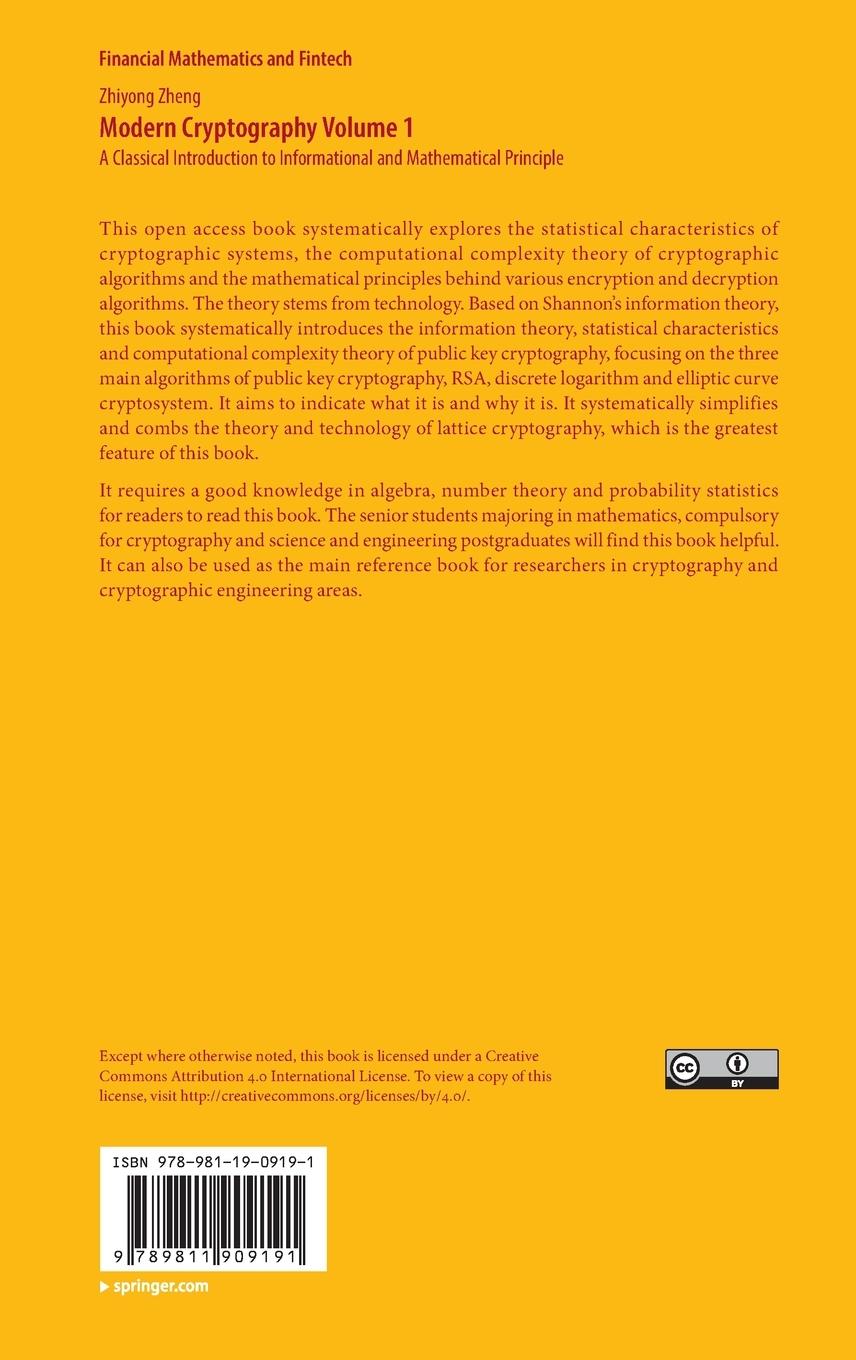 Rückseitencover Modern Cryptography Volume 1