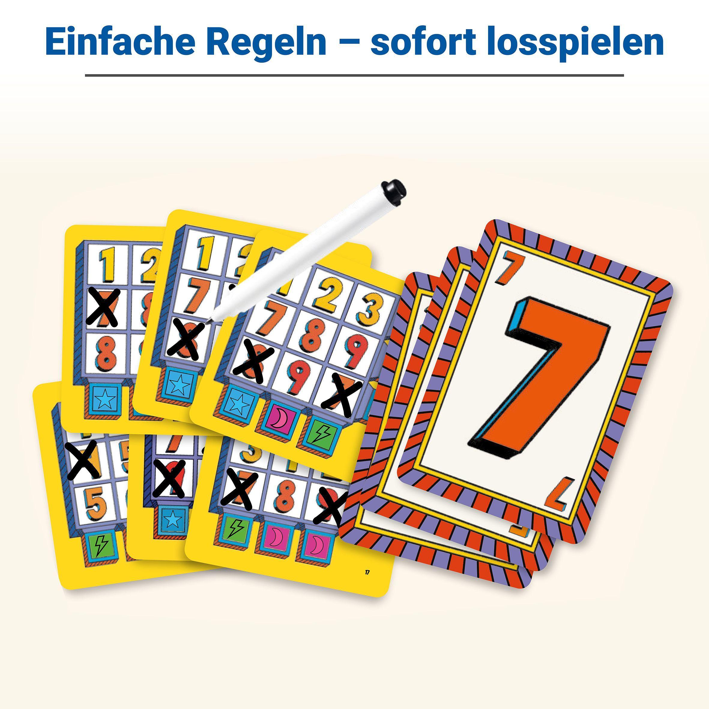 Beispielinhalt (Bild) Ravensburger 27367 - Super Mega Lucky Box - Schnelles Flip & Write Spiel für Erwachsene und Kinder ab 8 Jahren, für Spieleabende mit Freunden oder der Familie, für 1-6 Spieler
