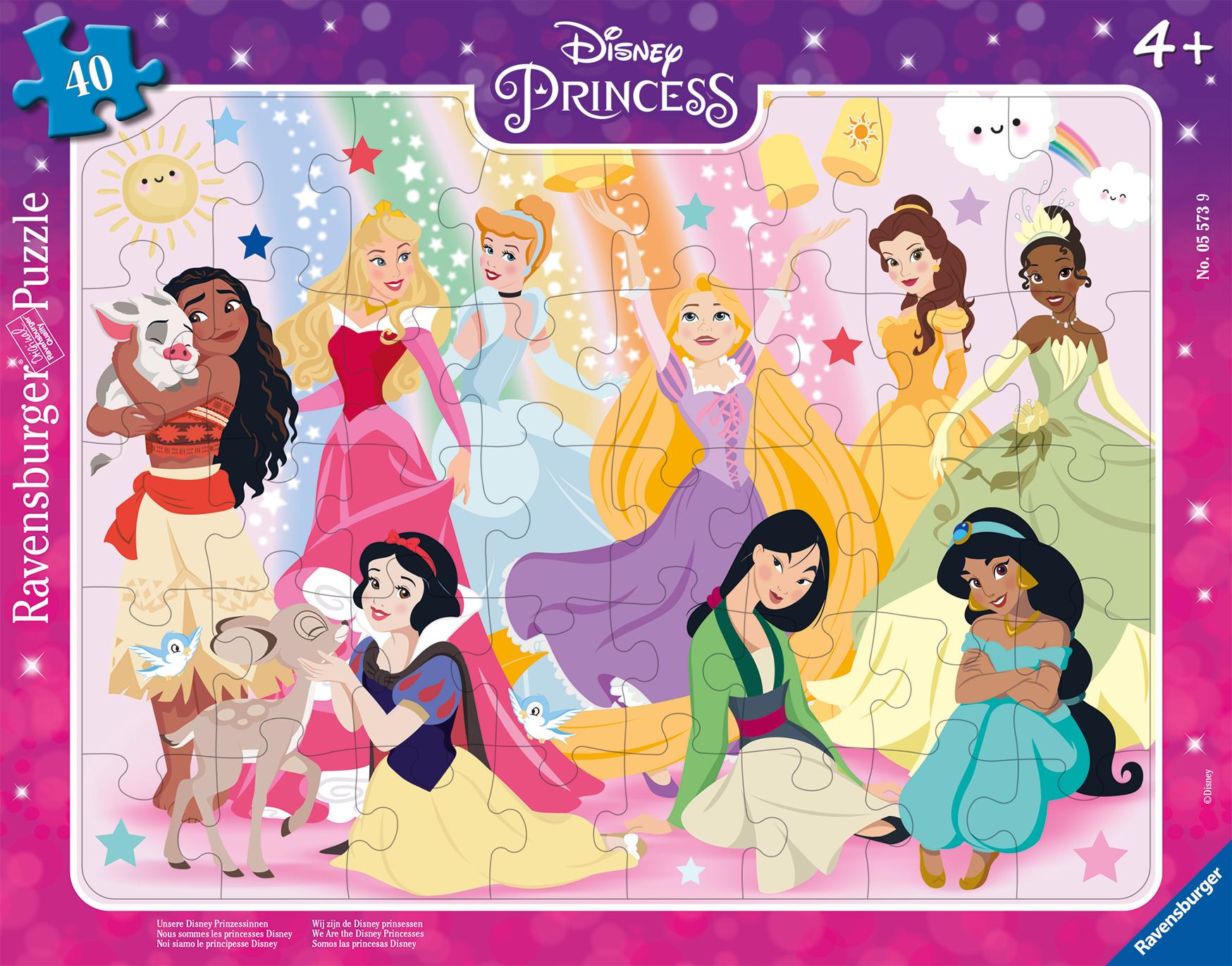 Vorderes Coverbild Ravensburger Kinderpuzzle 05573 - Unsere Disney Prinzessinnen - 40 Teile Disney Rahmenpuzzle für Kinder ab 4 Jahren