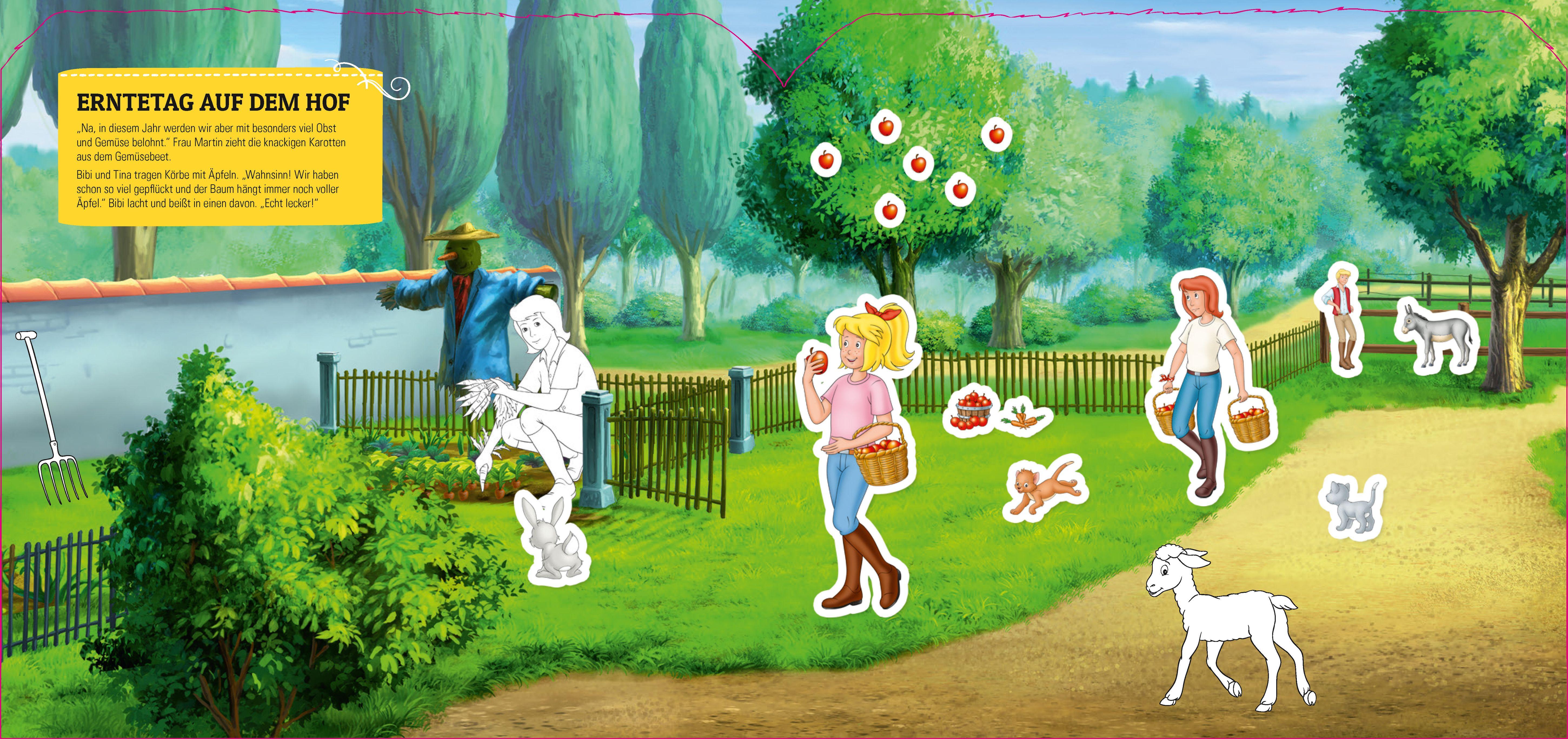 Beispielinhalt (Bild) Bibi & Tina - Stickern, Malen, Gestalten. Mit 250 Stickern