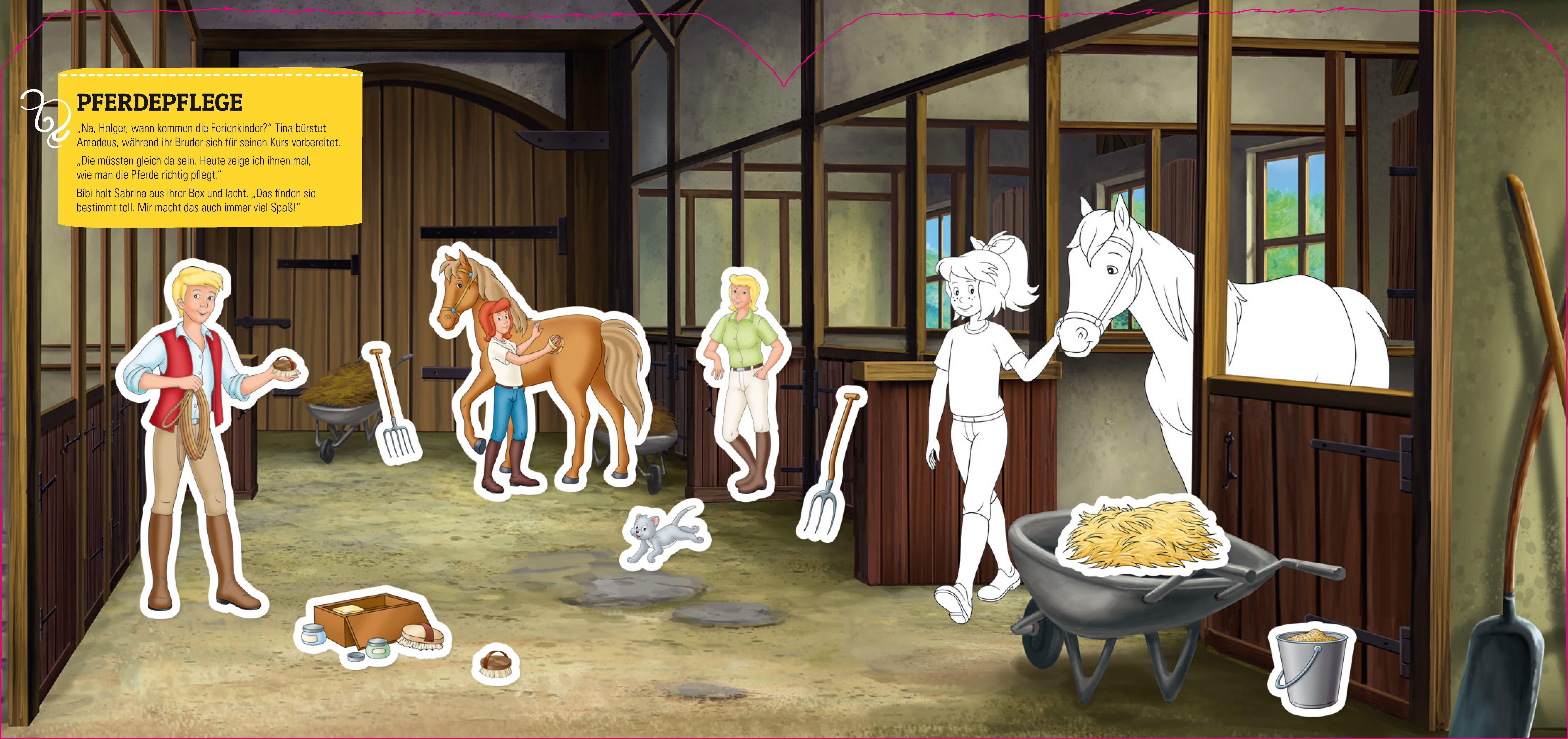 Beispielinhalt (Bild) Bibi & Tina - Stickern, Malen, Gestalten. Mit 250 Stickern