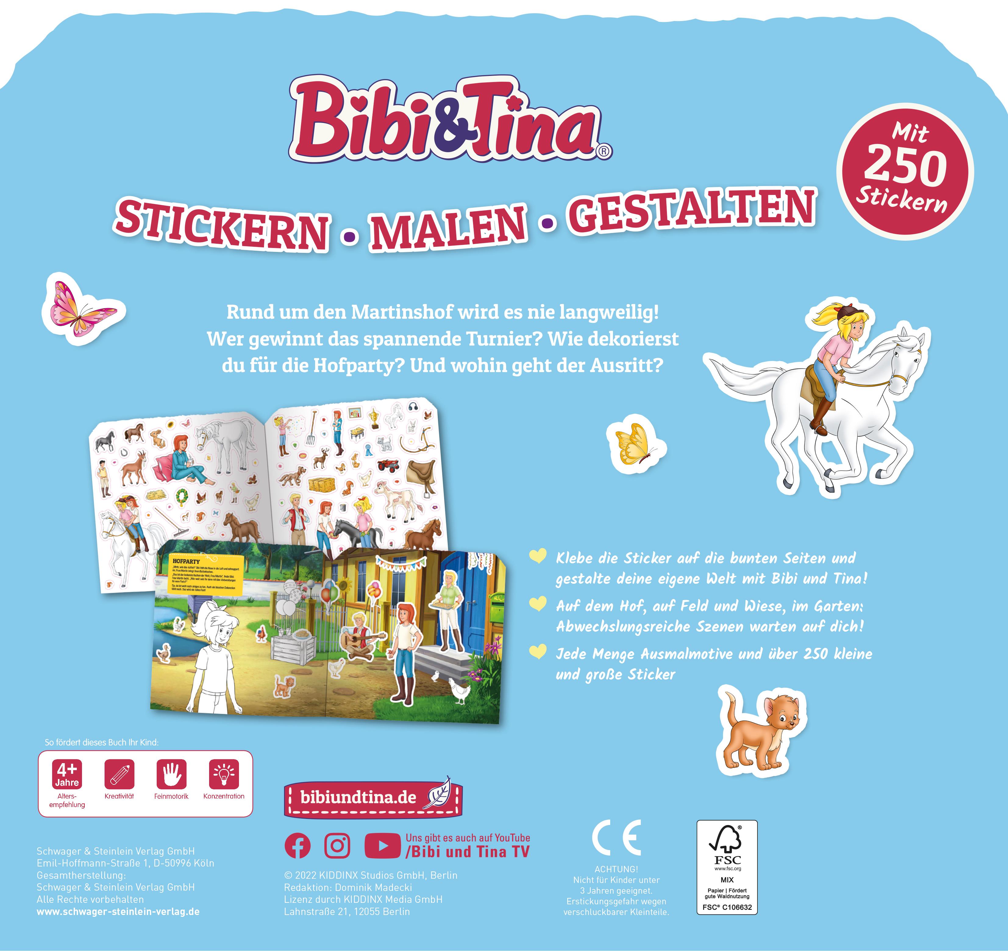 Rückseitencover Bibi & Tina - Stickern, Malen, Gestalten. Mit 250 Stickern