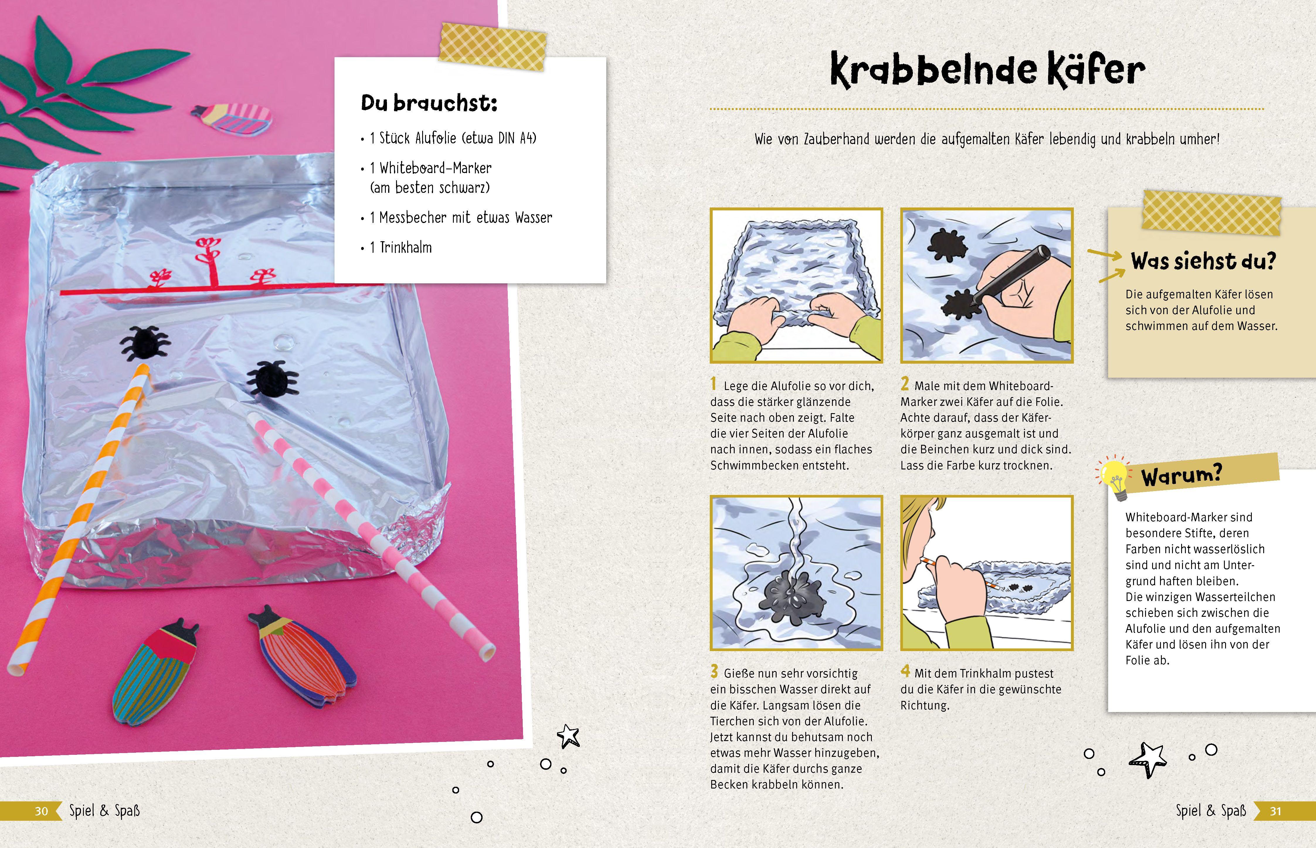 Beispielinhalt (Bild) Experimente-Buch für Kinder ab 2 Jahren. Gemeinsam forschen und spielerisch fördern.