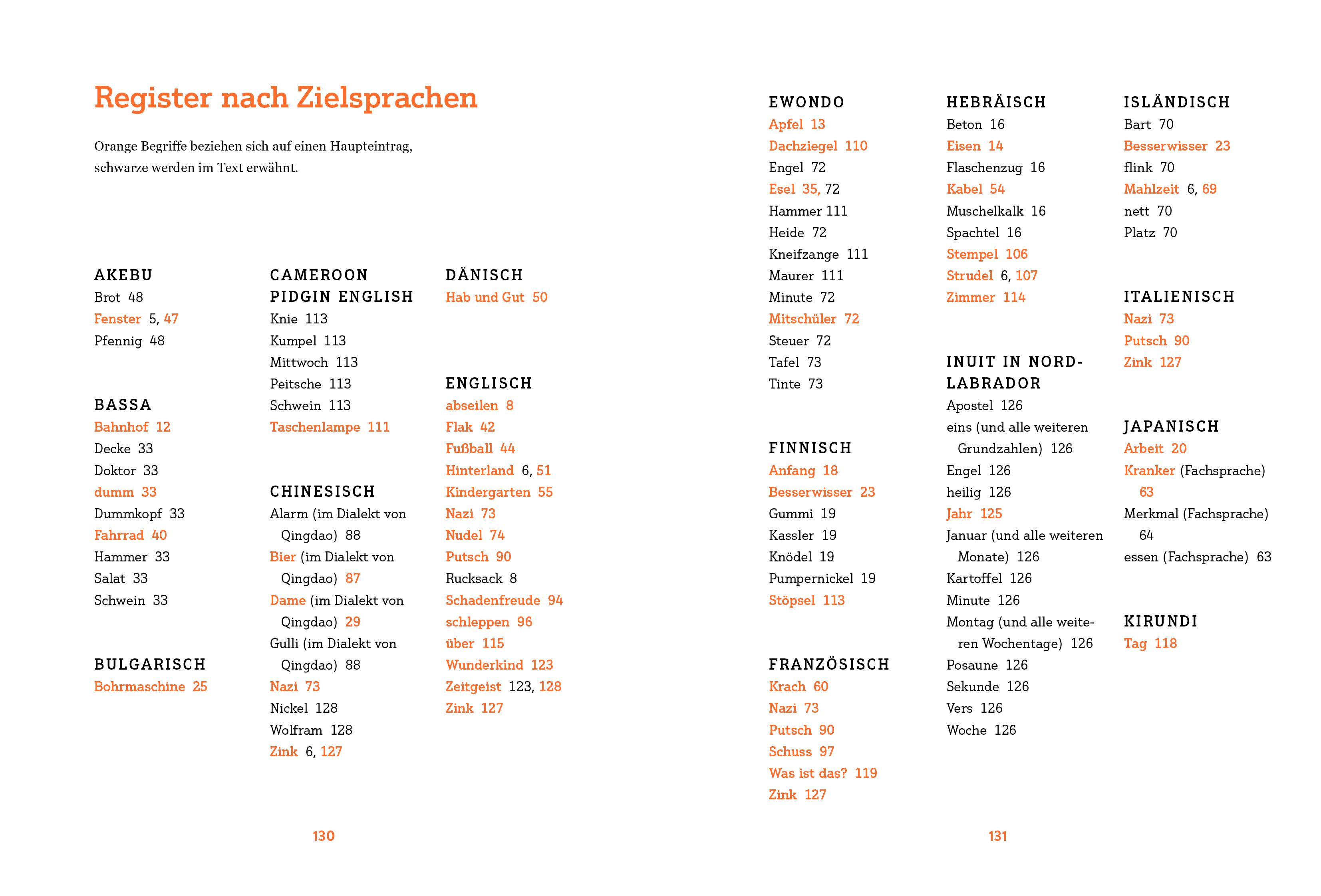 Beispielinhalt (Bild) Ausgewanderte Wörter