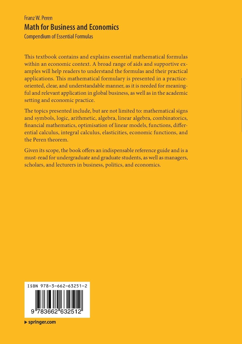 Rückseitencover Math for Business and Economics
