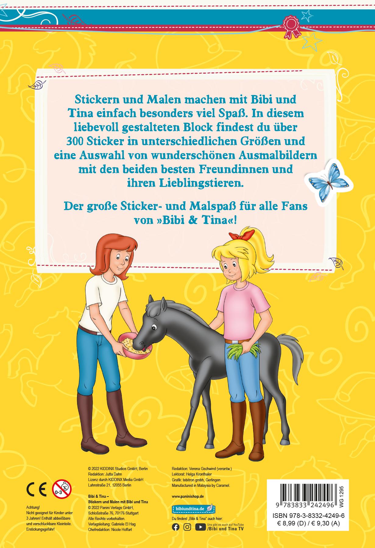 Rückseitencover Bibi & Tina: Stickern und Malen mit Bibi und Tina