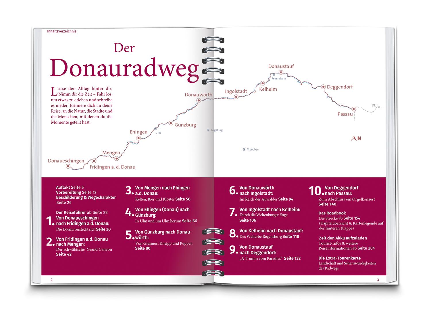 Beispielinhalt (Bild) KOMPASS Radreiseführer Donauradweg Deutschland