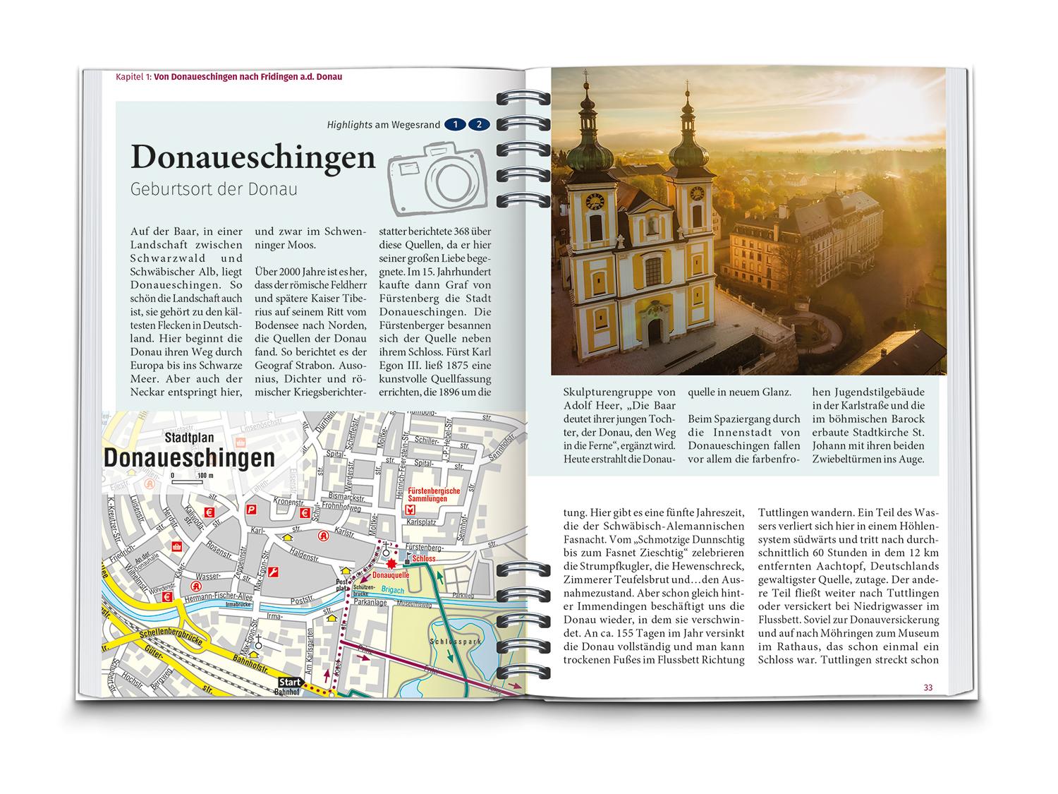 Beispielinhalt (Bild) KOMPASS Radreiseführer Donauradweg Deutschland