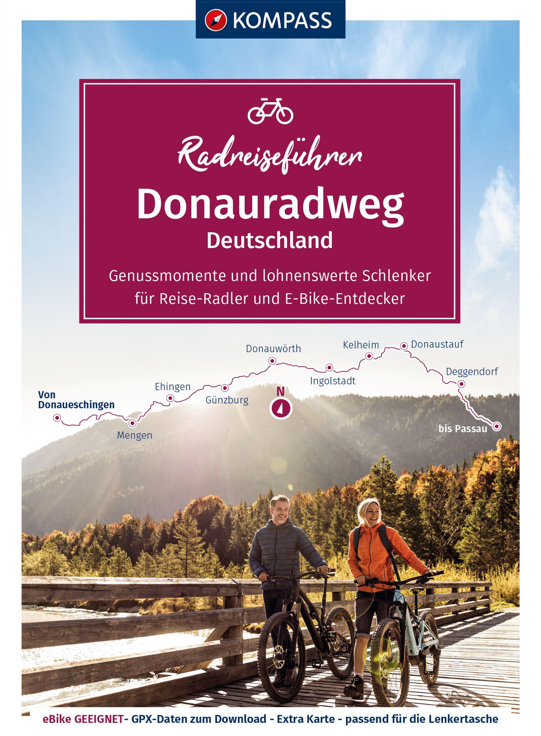 Vorderes Coverbild KOMPASS Radreiseführer Donauradweg Deutschland