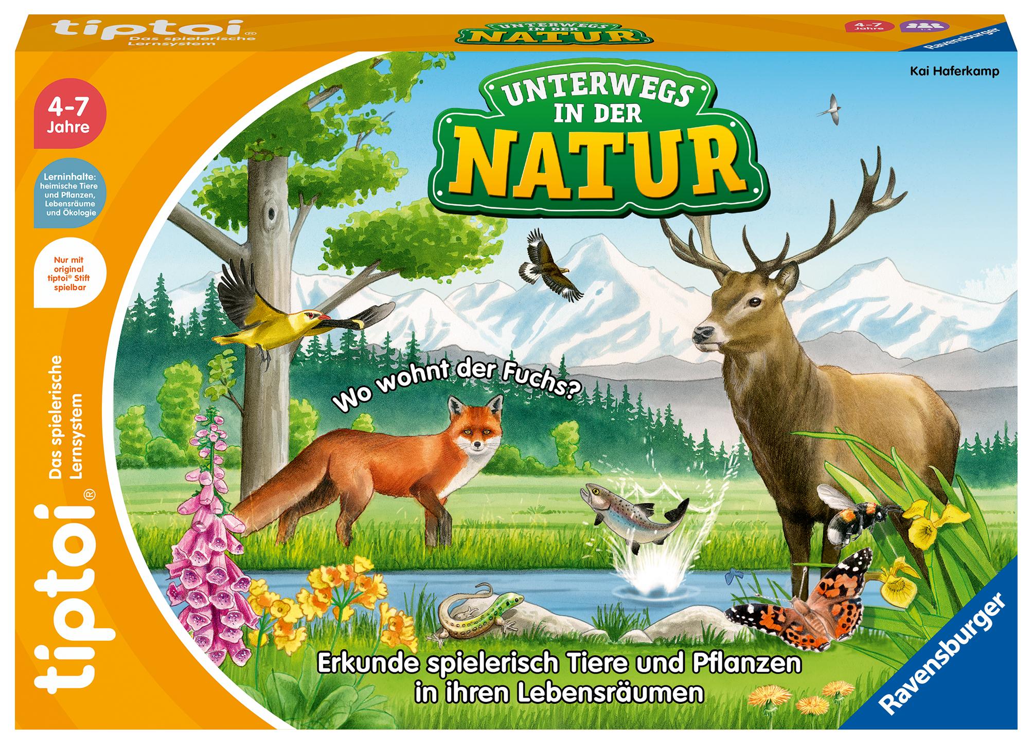 Vorderes Coverbild Ravensburger tiptoi Spiel 00121 Unterwegs in der Natur - Heimische Natur und Tiere entdecken, Lernspiel für Kinder ab 4 Jahren, für 1-4 Spieler