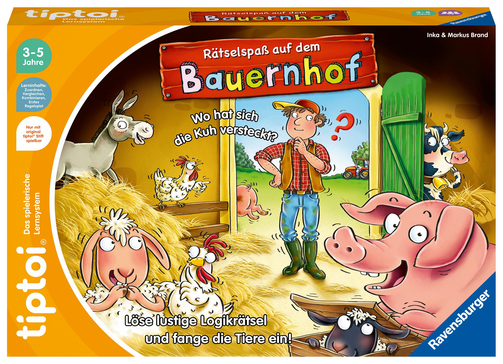 Vorderes Coverbild Ravensburger tiptoi Spiel 00125 Rätselspaß auf dem Bauernhof - Lernspiel ab 3 Jahren, lehrreiches Logikspiel für Jungen und Mädchen, für 1-4 Spieler