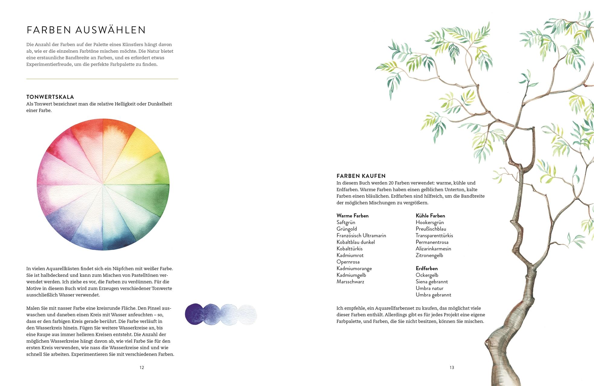 Beispielinhalt (Bild) Tiere und Pflanzen malen mit Watercolor