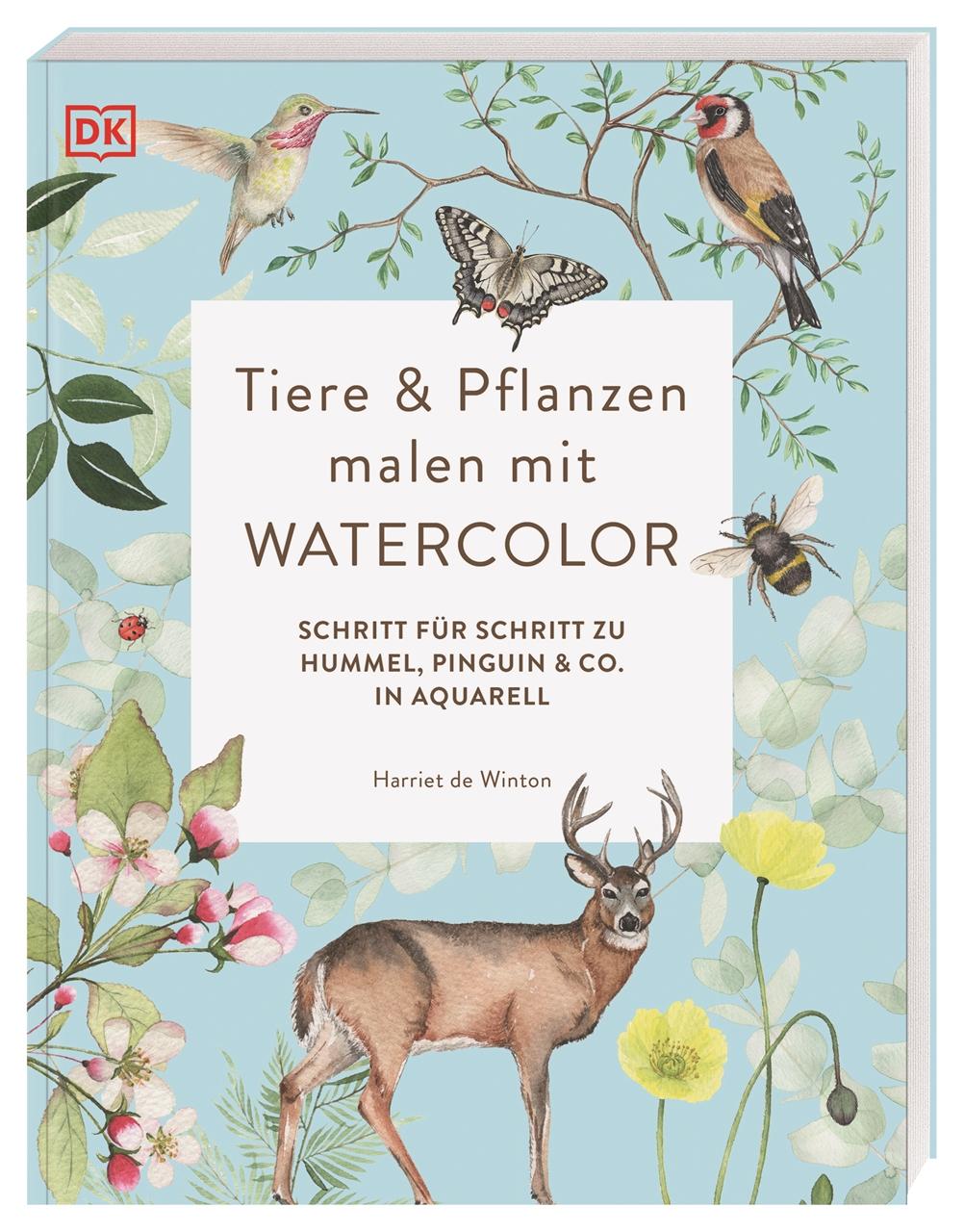 Vorderes Coverbild Tiere und Pflanzen malen mit Watercolor