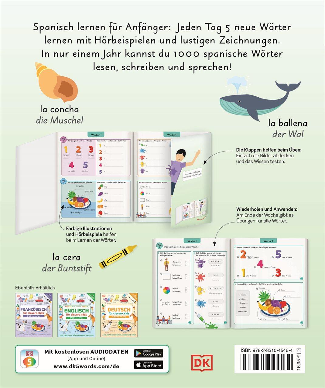 Rückseitencover Spanisch für clevere Kids - 5 Wörter am Tag