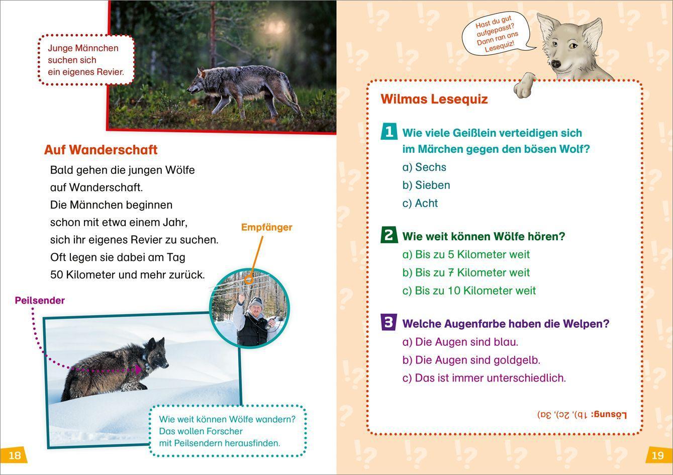 Beispielinhalt (Bild) WAS IST WAS Erstes Lesen Band 20. Wölfe
