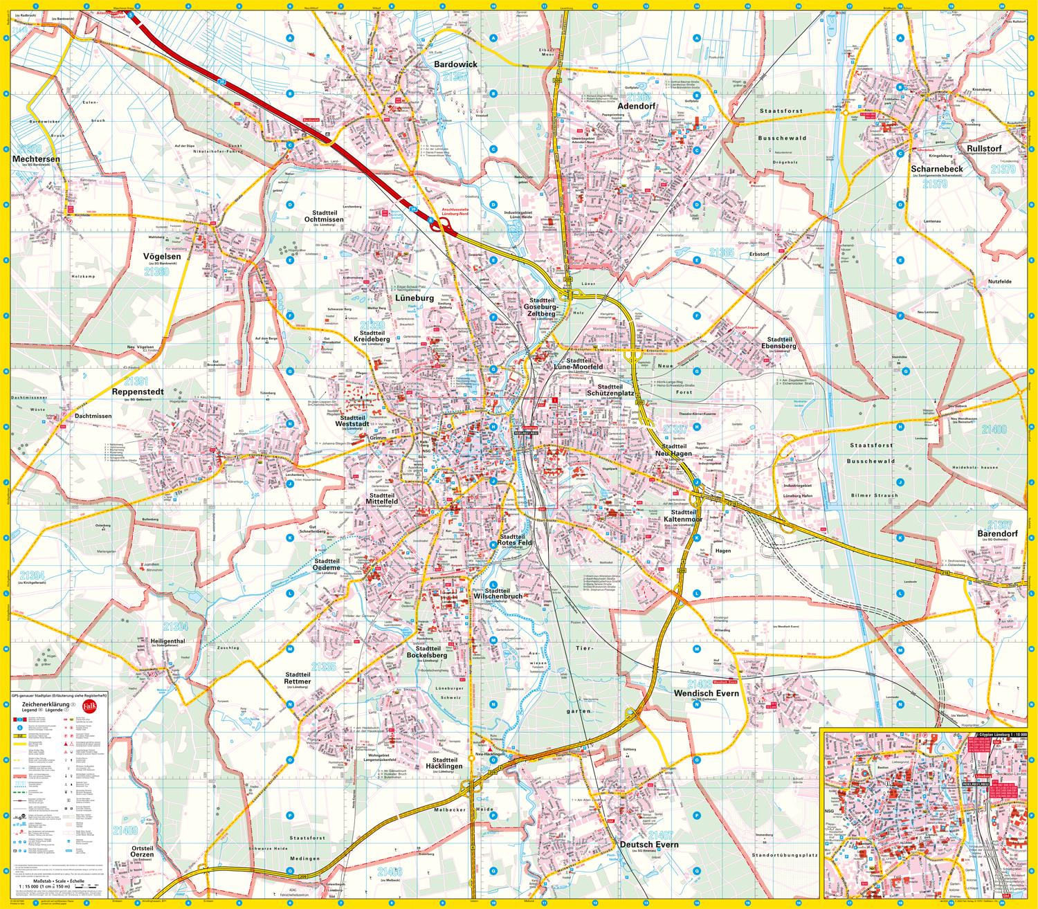 Beispielinhalt (Bild) Falk Stadtplan Extra Lüneburg 1:15.000