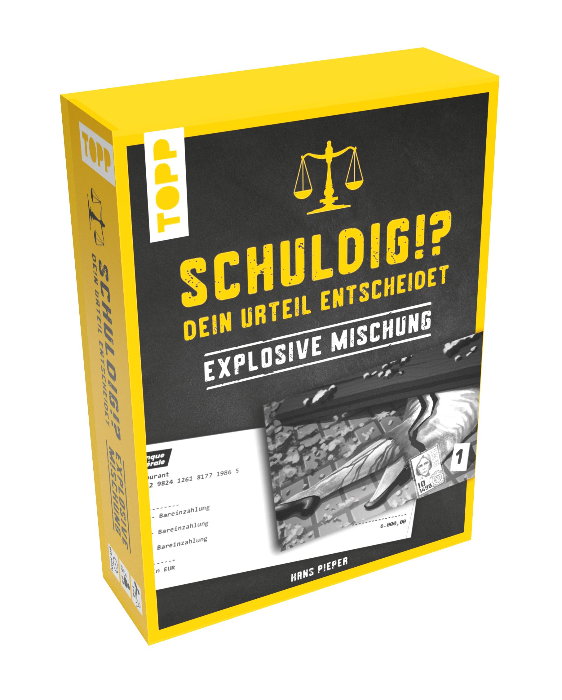 Vorderes Coverbild Schuldig?! Dein Urteil entscheidet - Explosive Mischung. Krimispiel in 50 Karten