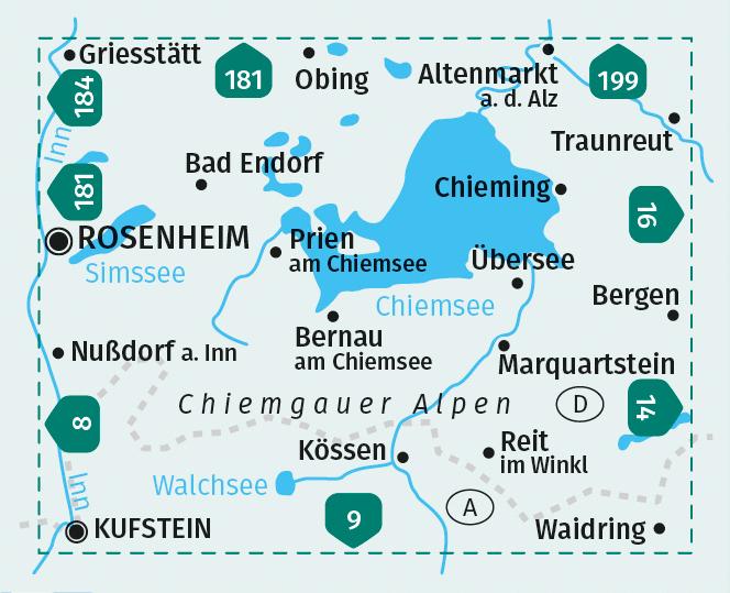 Beispielinhalt (Bild) KOMPASS Wanderkarte 10 Chiemsee, Chiemgauer Alpen 1:50.000