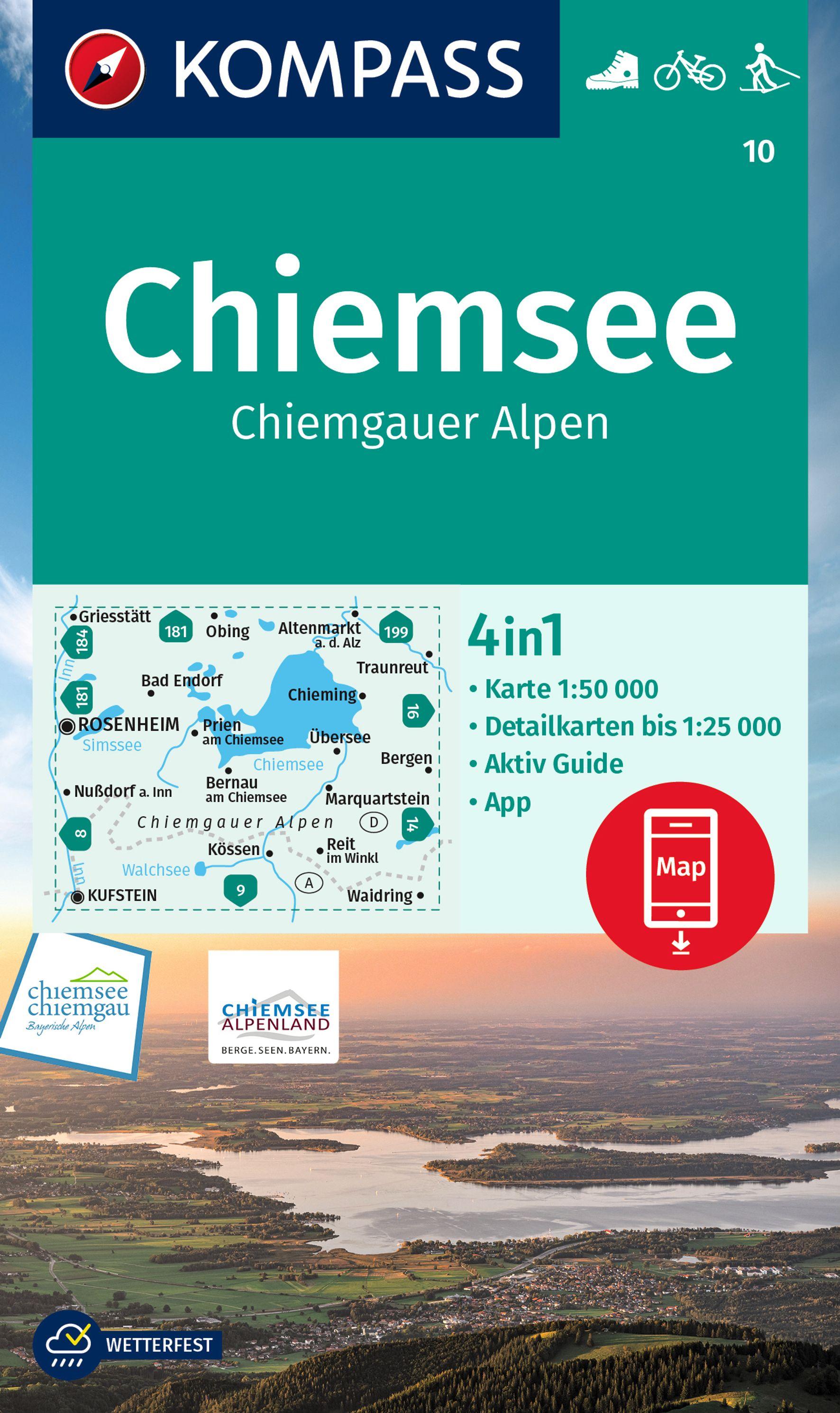 Vorderes Coverbild KOMPASS Wanderkarte 10 Chiemsee, Chiemgauer Alpen 1:50.000
