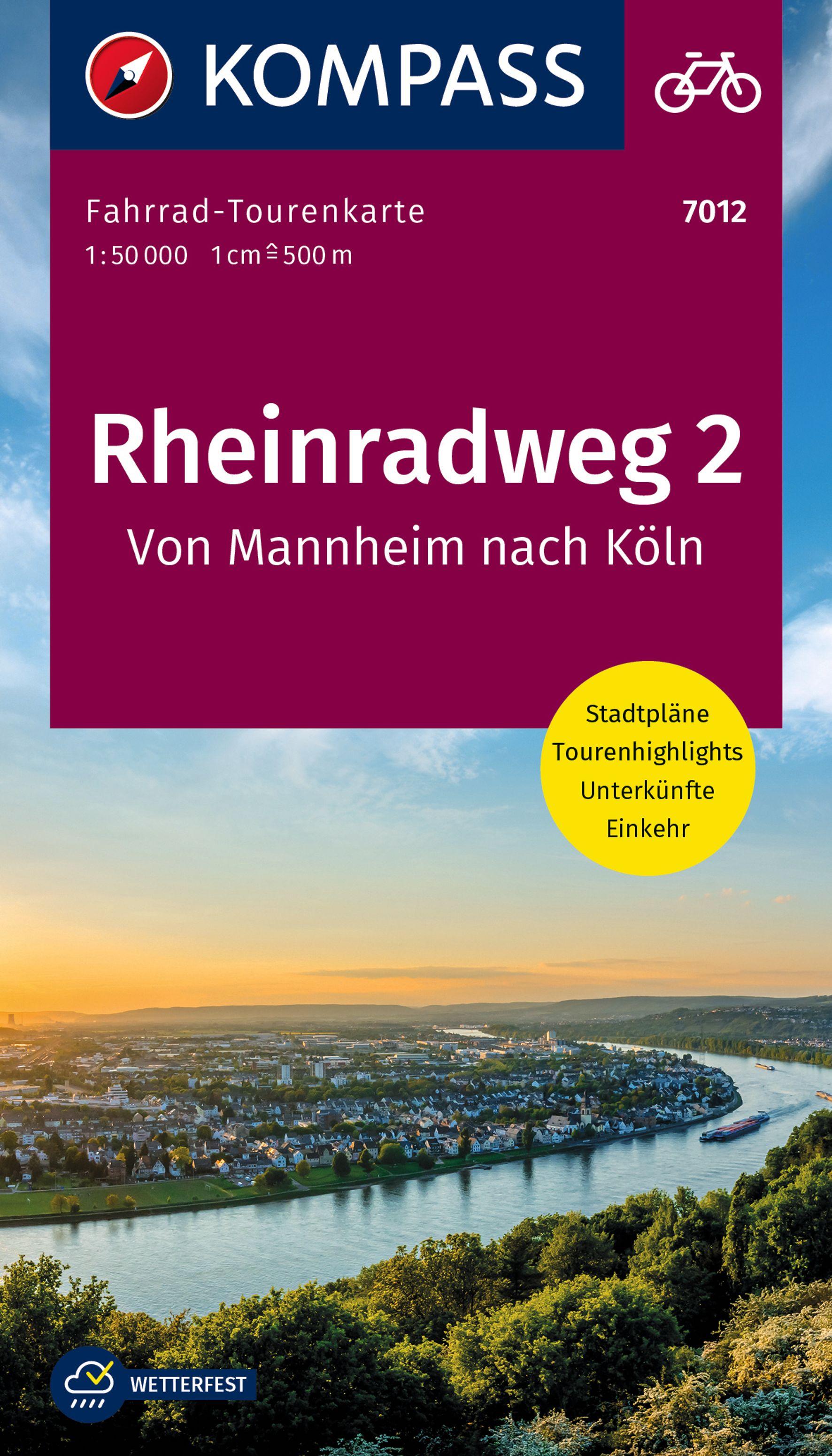 Vorderes Coverbild KOMPASS Fahrrad-Tourenkarte Rheinradweg 2, von Mannheim nach Köln 1:50.000