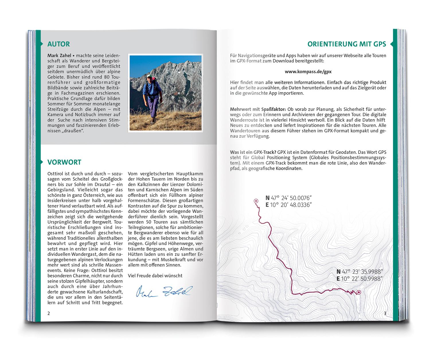 Beispielinhalt (Bild) KOMPASS Wanderführer Osttirol, Venediger- und Glocknergruppe, Defereggental, Lienzer Dolomiten, 50 Touren mit Extra-Tourenkarte