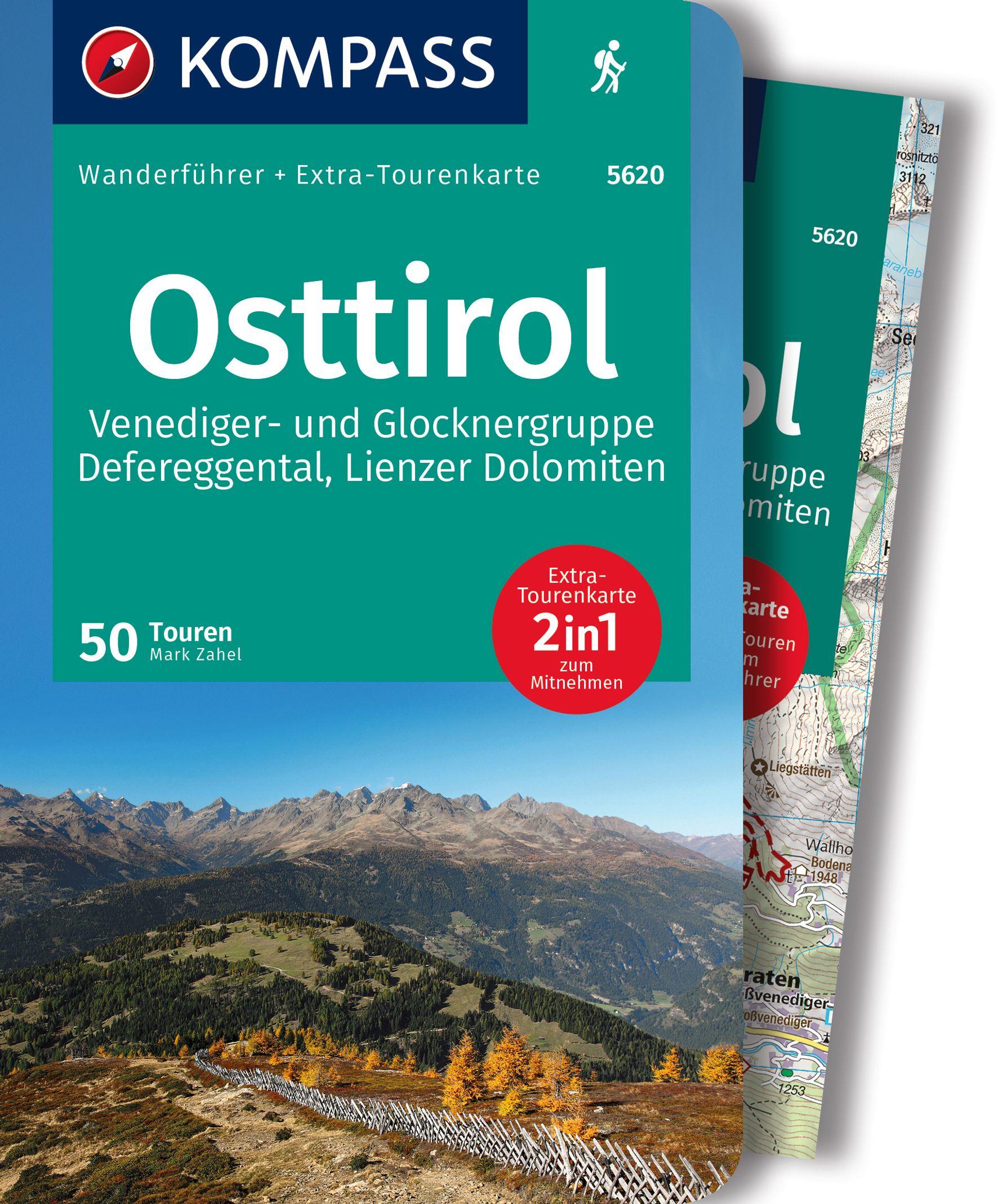 Vorderes Coverbild KOMPASS Wanderführer Osttirol, Venediger- und Glocknergruppe, Defereggental, Lienzer Dolomiten, 50 Touren mit Extra-Tourenkarte