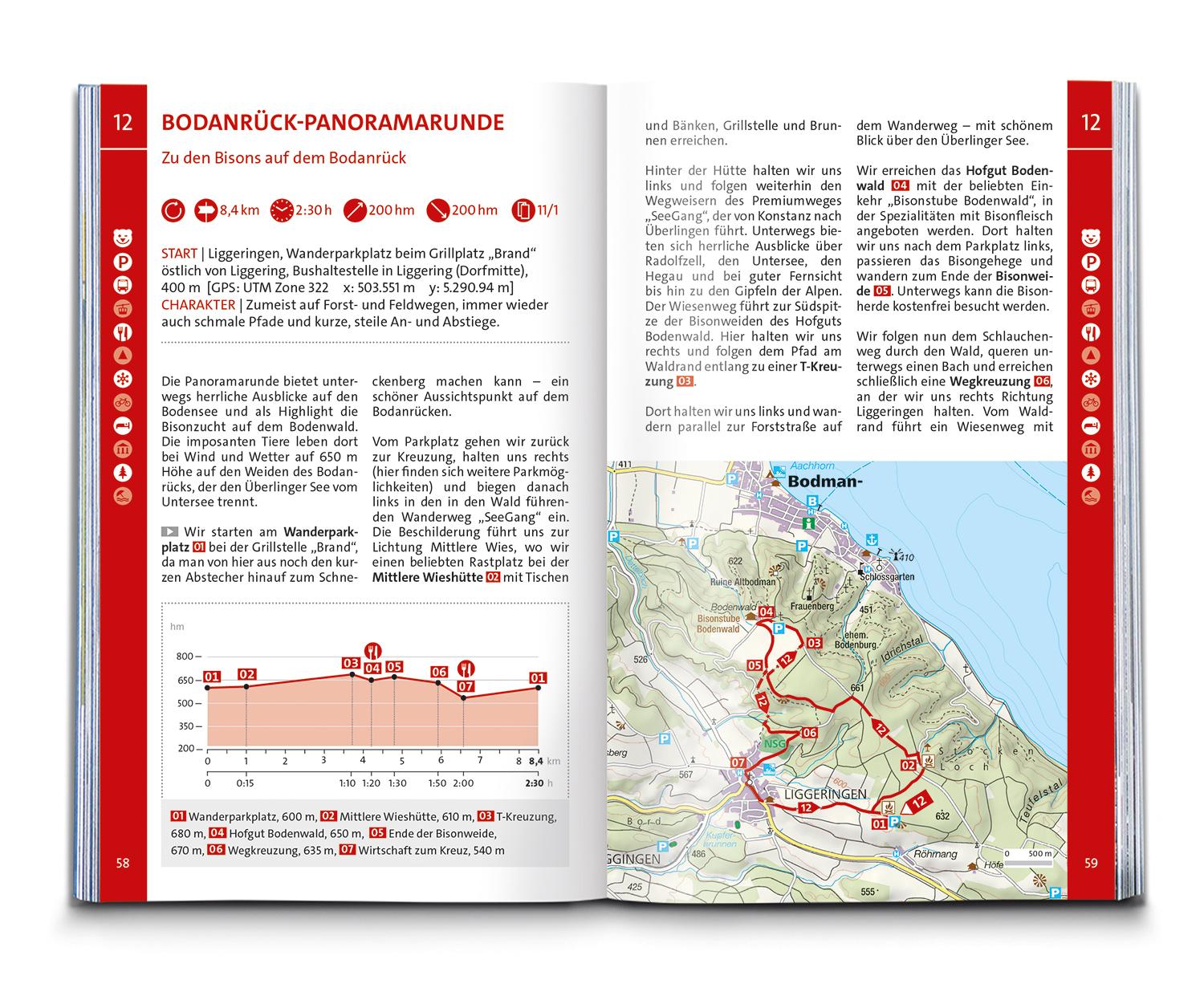 Beispielinhalt (Bild) KOMPASS Wanderführer Bodensee, 75 Touren mit Extra-Tourenkarte