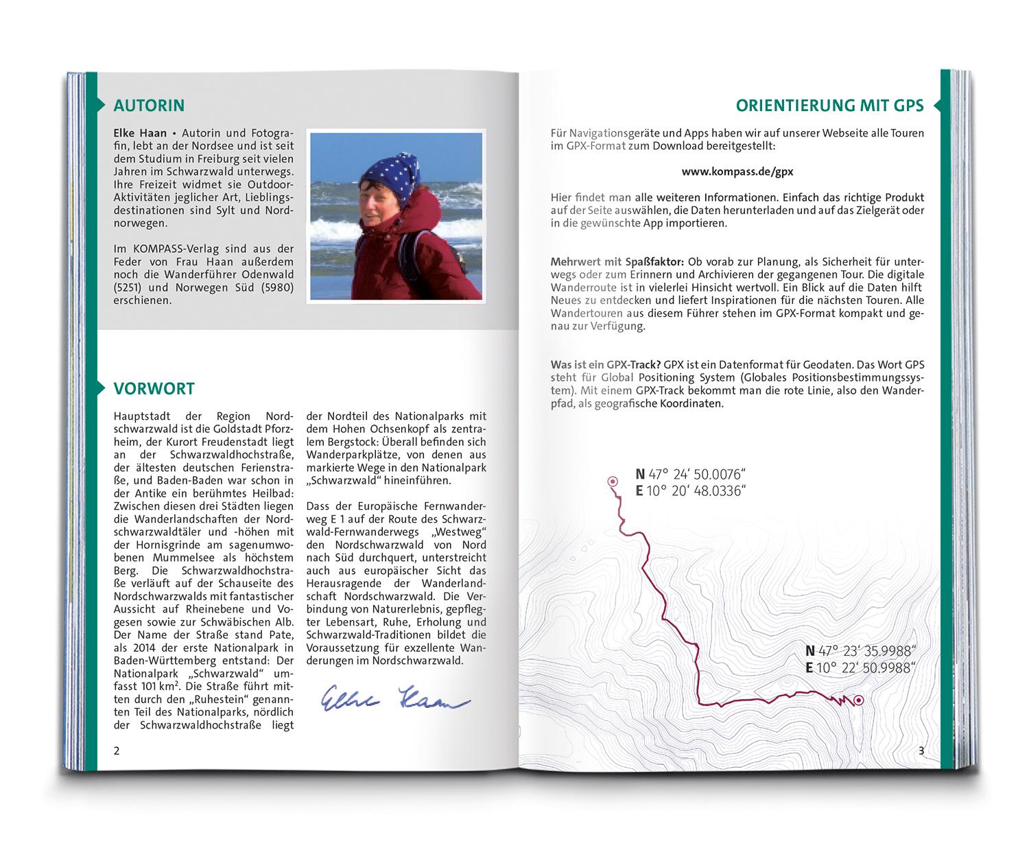 Beispielinhalt (Bild) KOMPASS Wanderführer Schwarzwald Nord, Die schönsten Wanderungen zwischen Pforzheim, Freudenstadt und Baden-Baden, 50 Touren mit Extra-Tourenkarte