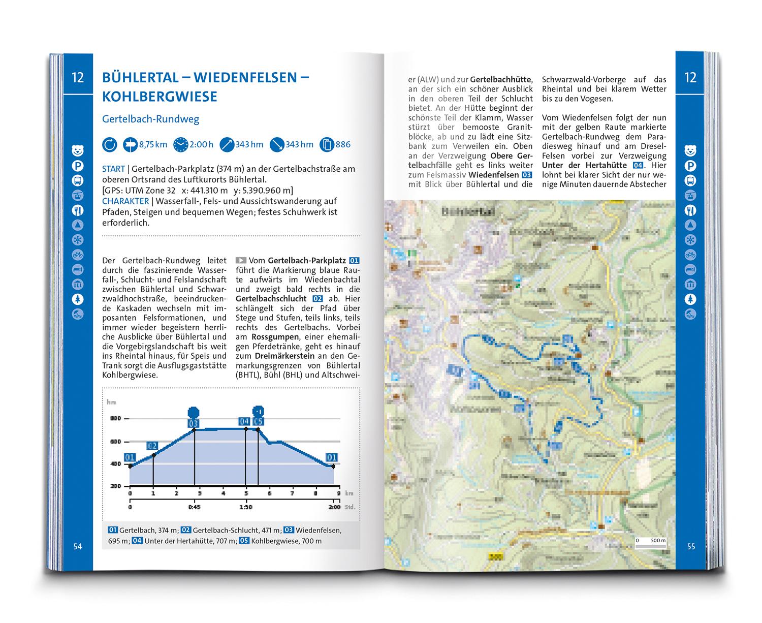 Beispielinhalt (Bild) KOMPASS Wanderführer Schwarzwald Nord, Die schönsten Wanderungen zwischen Pforzheim, Freudenstadt und Baden-Baden, 50 Touren mit Extra-Tourenkarte