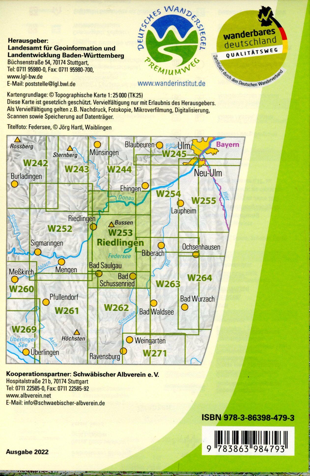 Beispielinhalt (Bild) W253 Wanderkarte 1:25 000 Riedlingen