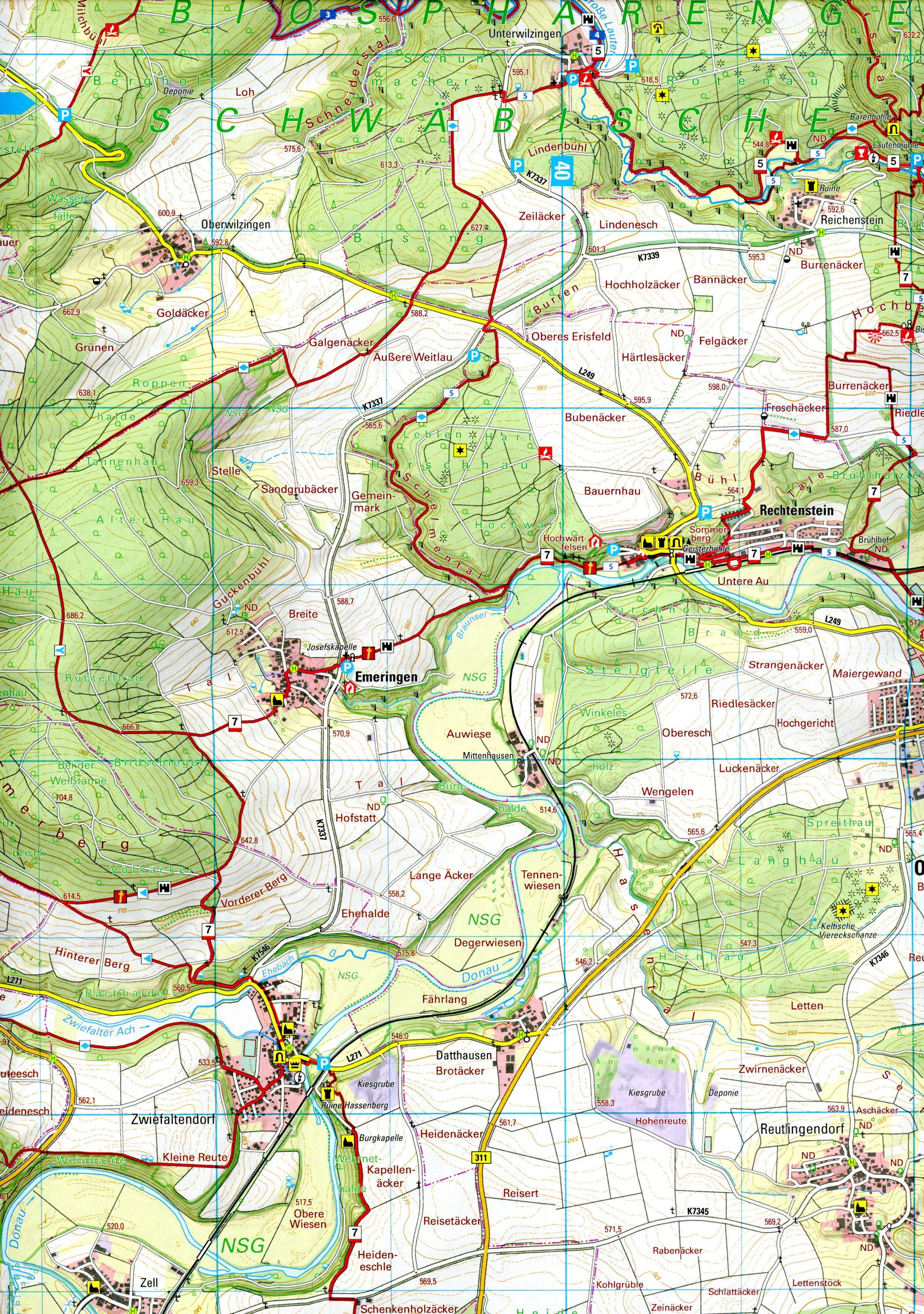 Beispielinhalt (Bild) W253 Wanderkarte 1:25 000 Riedlingen