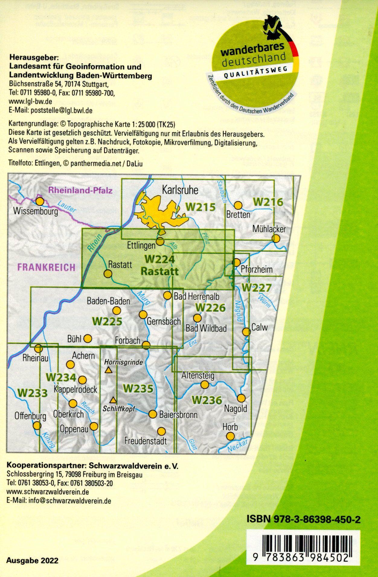 Beispielinhalt (Bild) W224 Wanderkarte 1:25 000 Rastatt