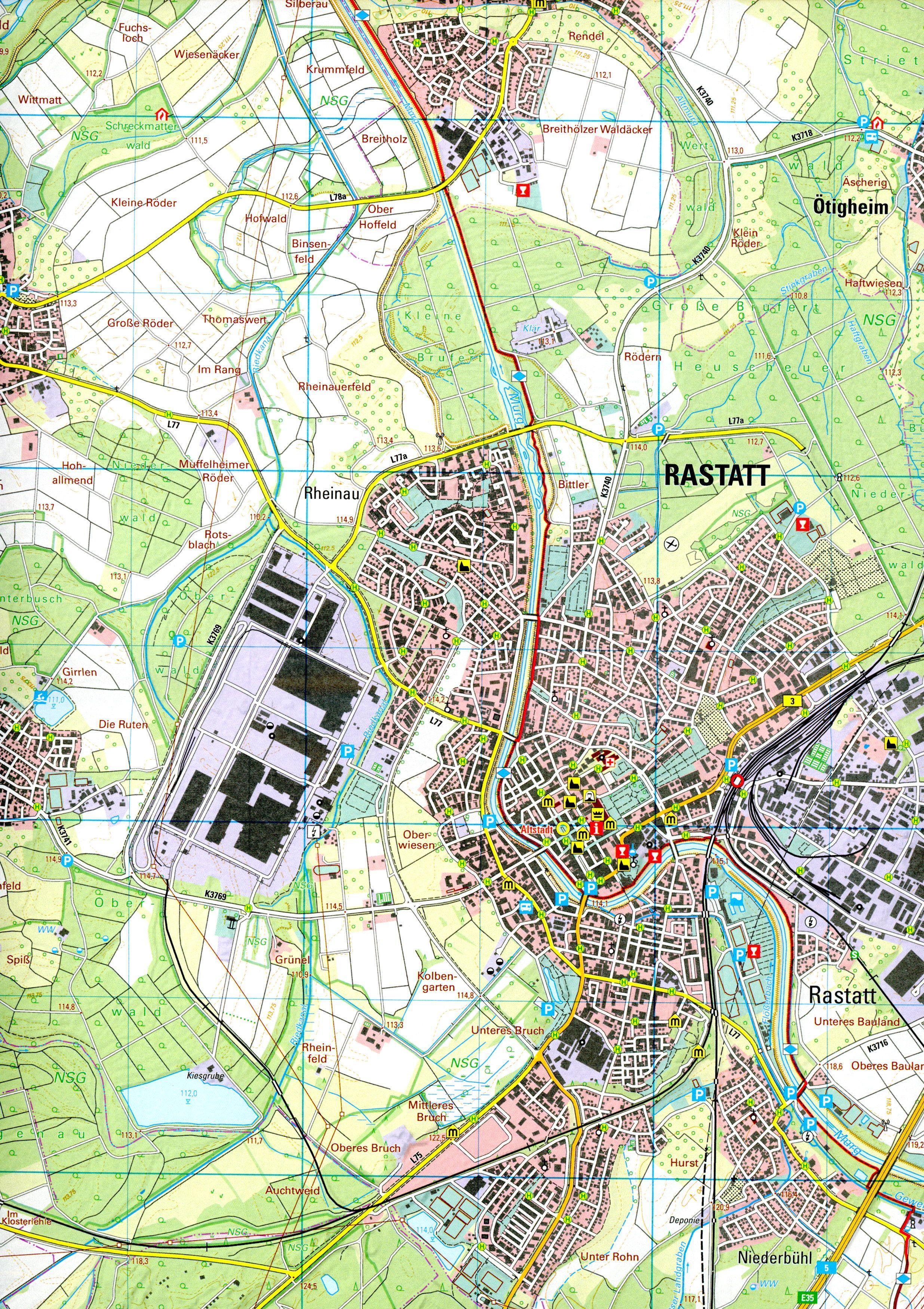 Beispielinhalt (Bild) W224 Wanderkarte 1:25 000 Rastatt