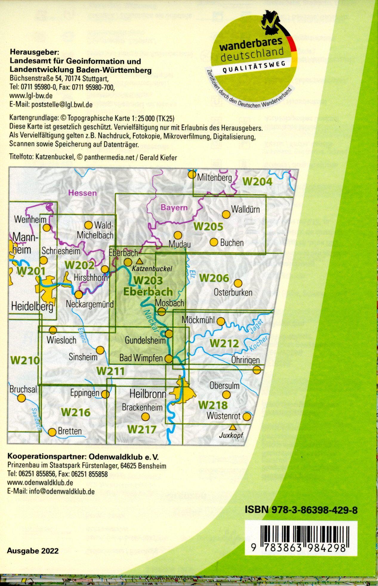 Beispielinhalt (Bild) W203 Wanderkarte 1:25 000 Eberbach