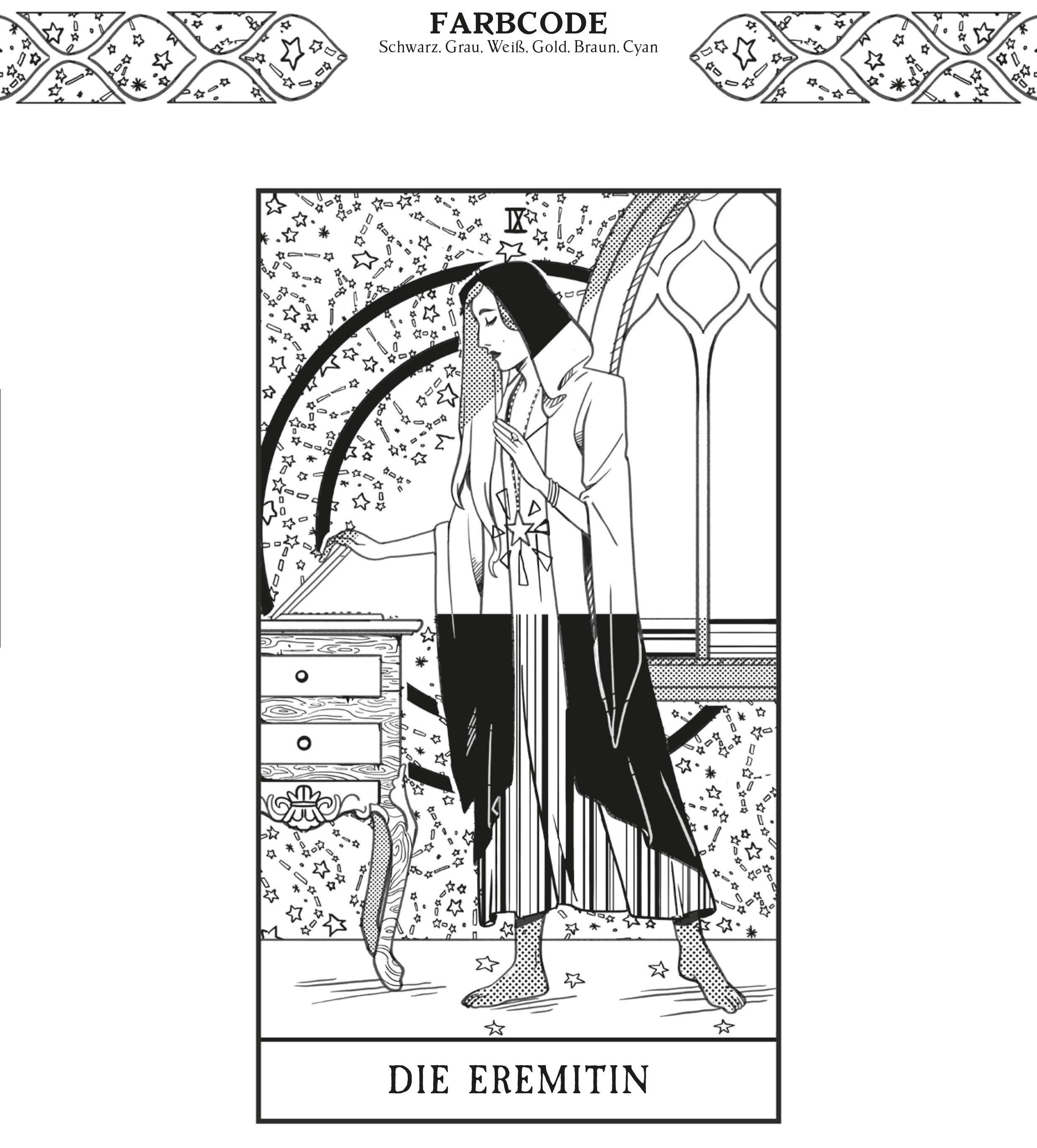 Beispielinhalt (Bild) Modern Witch Tarot - Coloring Book