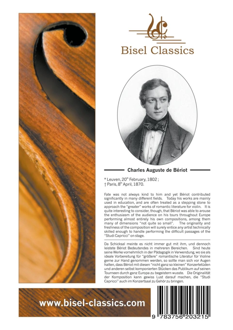 Rückseitencover 10 Studies or Caprices for Violin, Opus 9