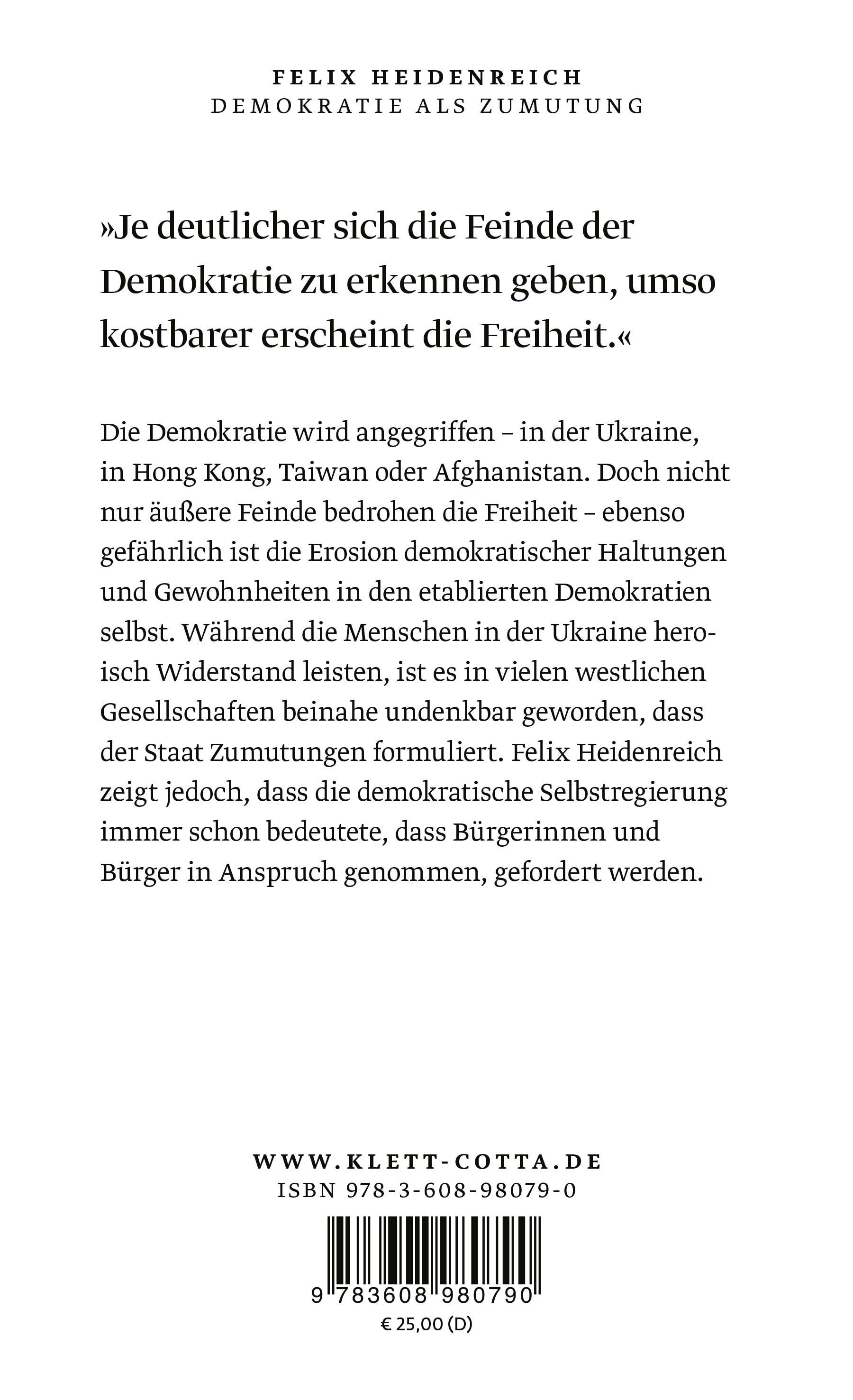 Rückseitencover Demokratie als Zumutung