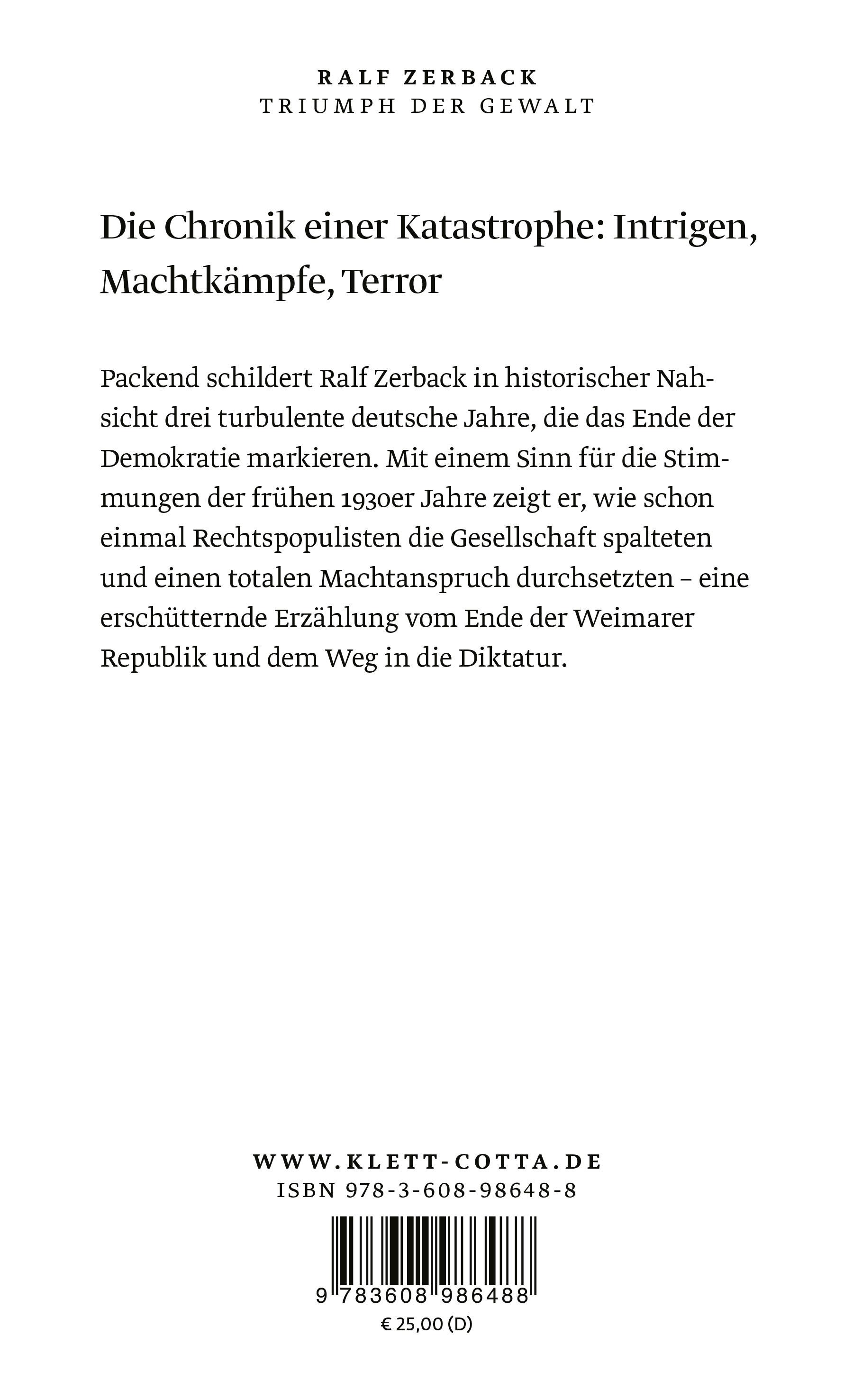 Rückseitencover Triumph der Gewalt