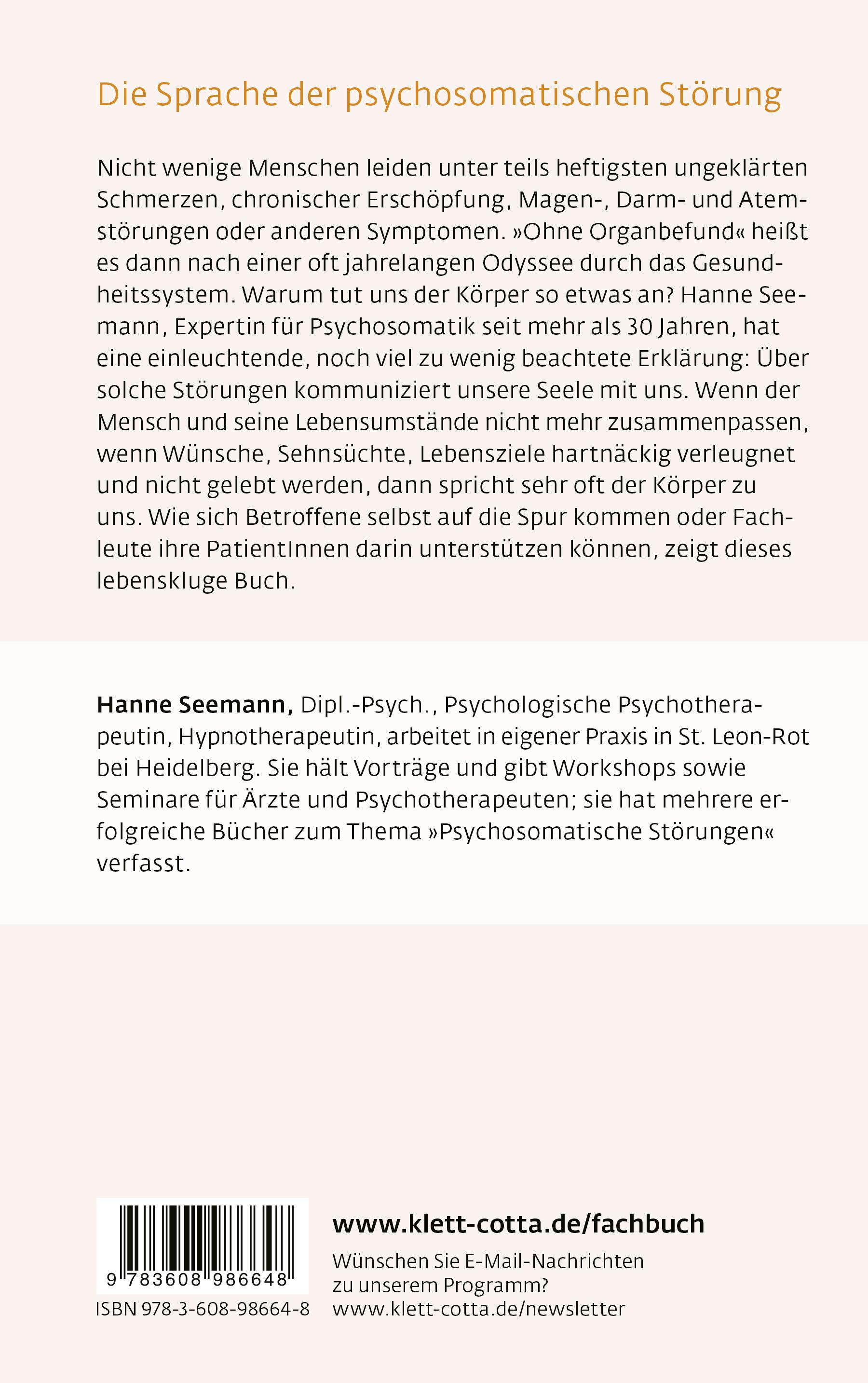 Rückseitencover Psychosomatik zwischen Medizin und Psychotherapie