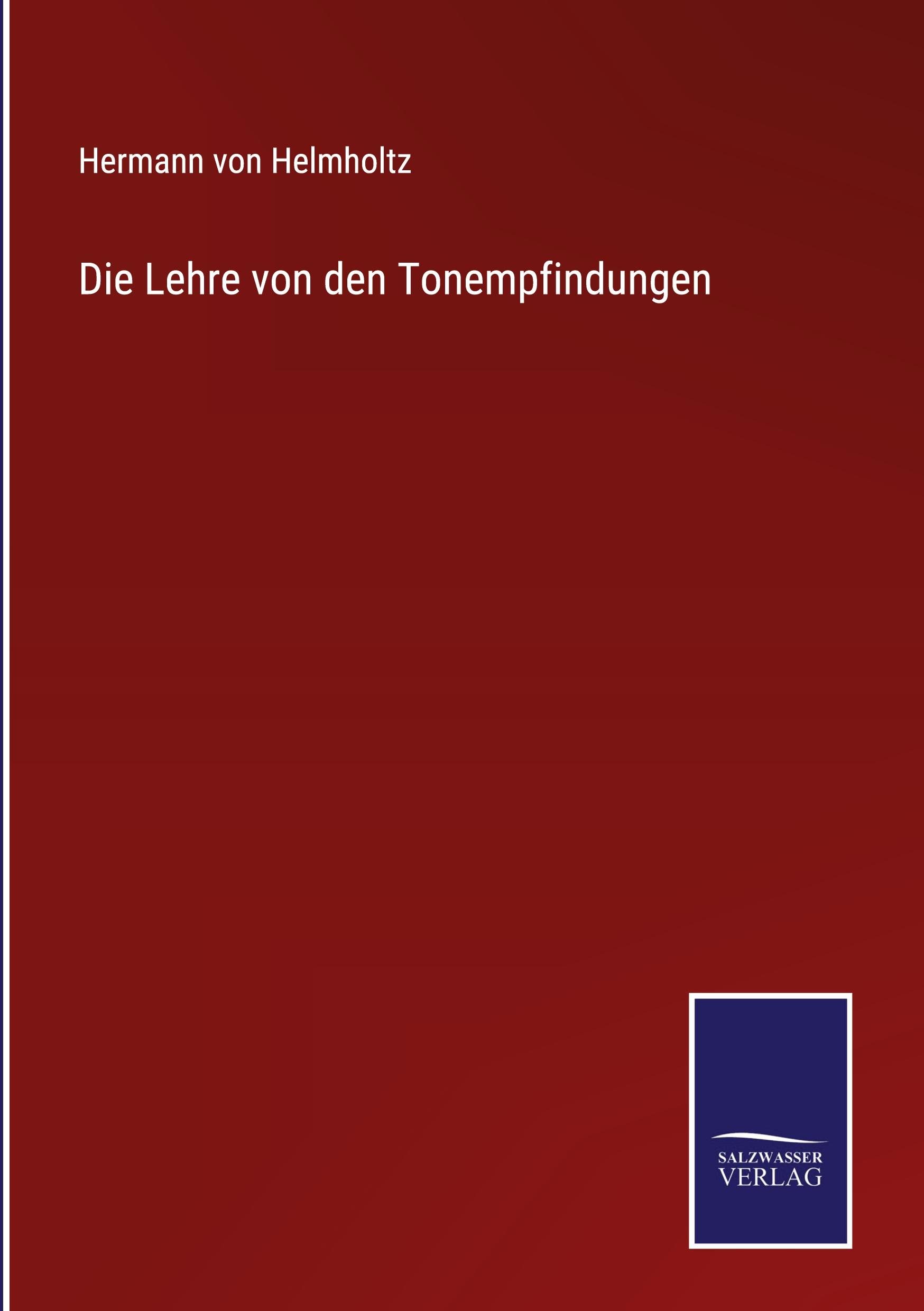 Vorderes Coverbild Die Lehre von den Tonempfindungen