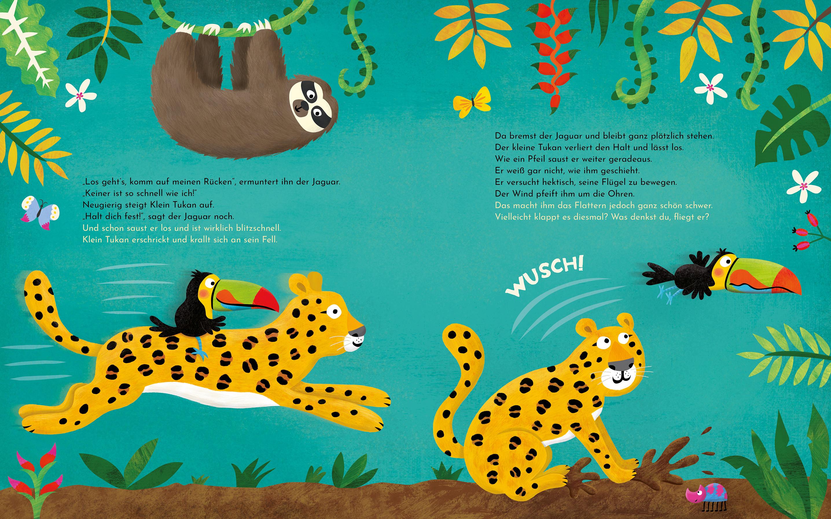 Beispielinhalt (Bild) Klein Tukan lernt heut' fliegen