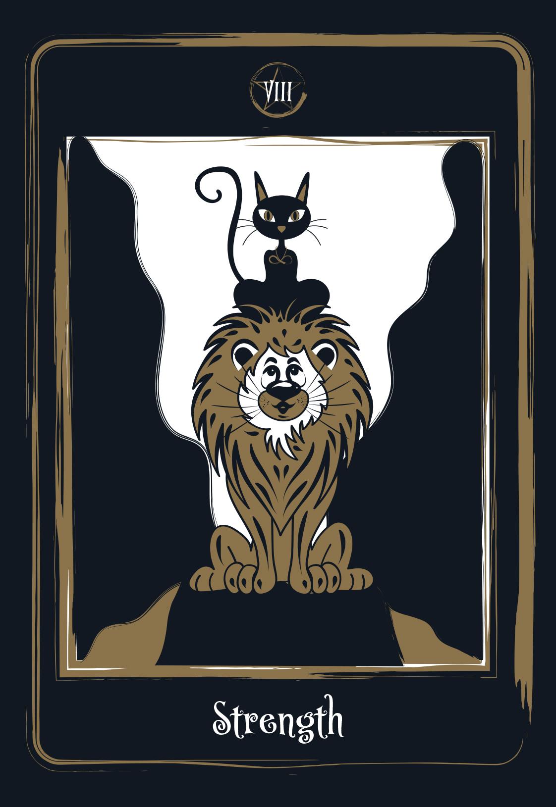 Beispielinhalt (Bild) Golden Black Cat Tarot - High quality slip lid box with gold foil