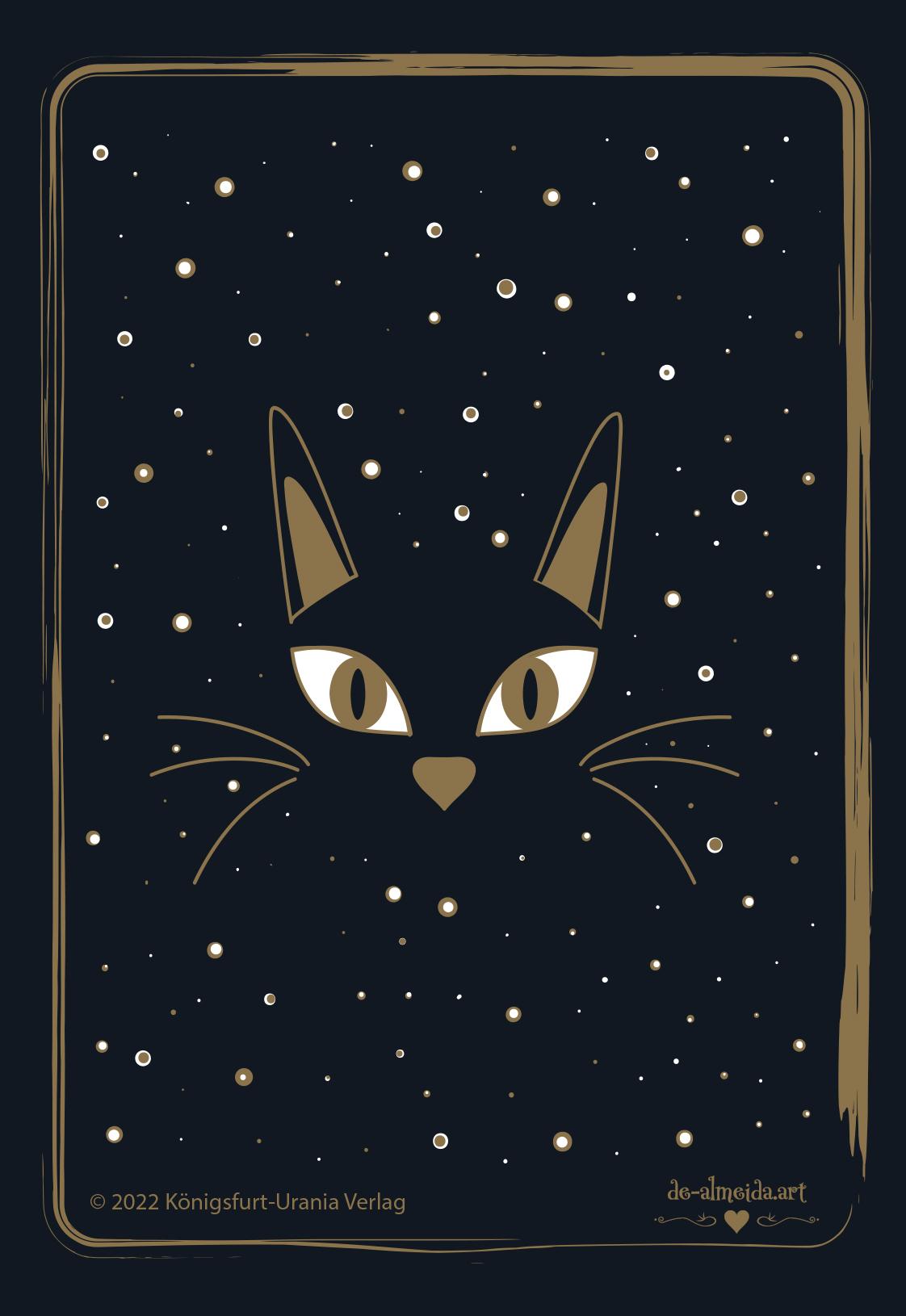 Beispielinhalt (Bild) Golden Black Cat Tarot - High quality slip lid box with gold foil