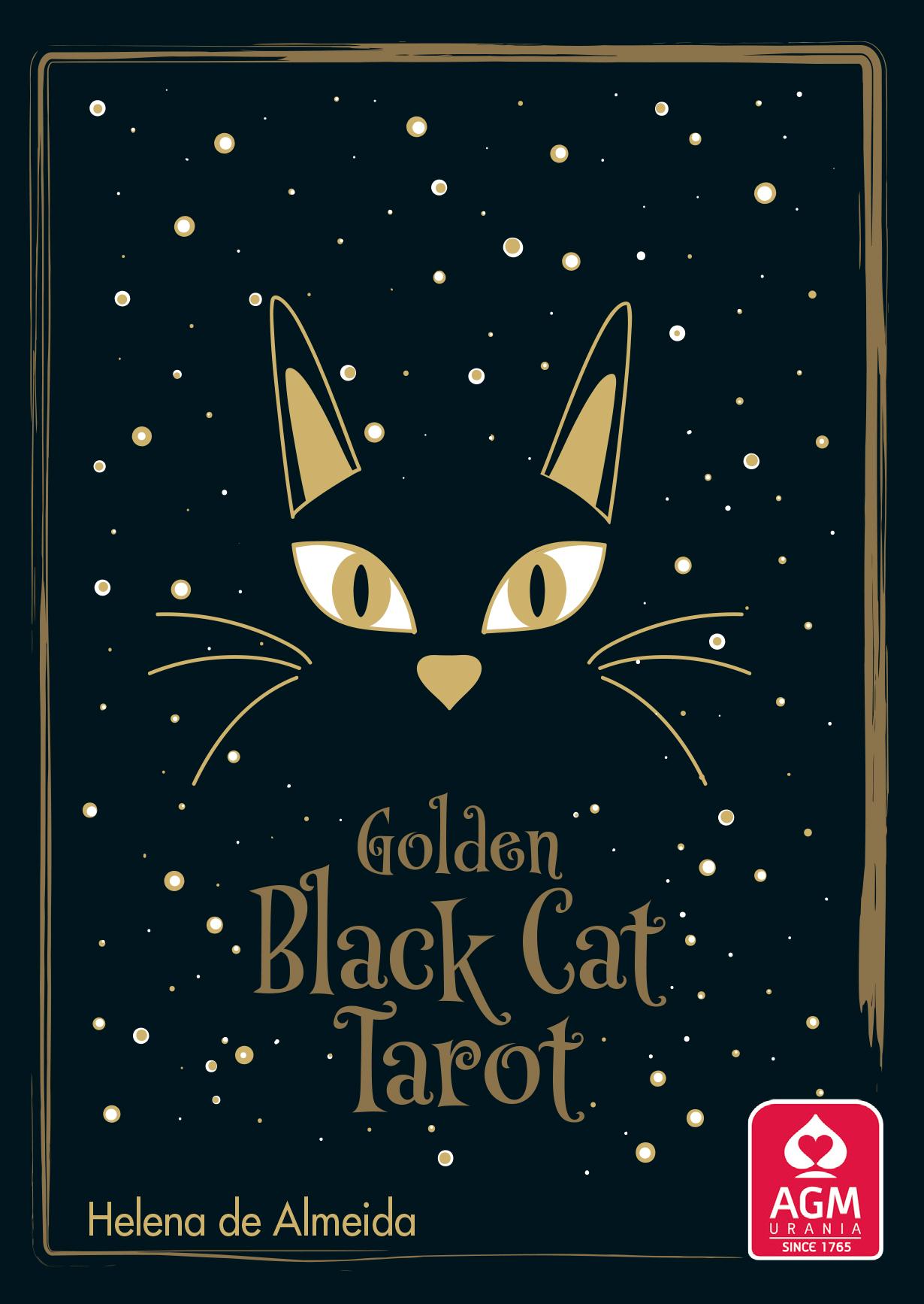 Vorderes Coverbild Golden Black Cat Tarot - High quality slip lid box with gold foil