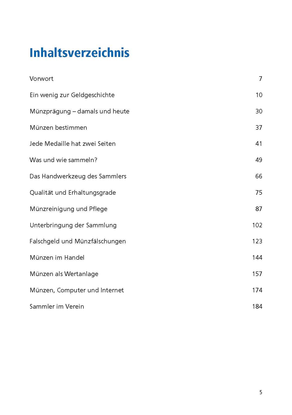 Beispielinhalt (Bild) Handbuch Münzensammeln