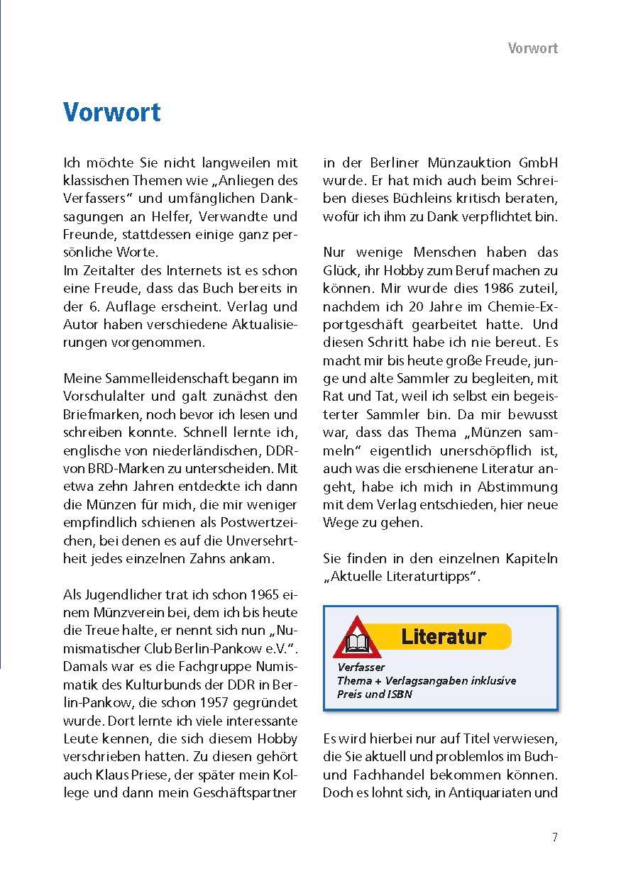 Beispielinhalt (Bild) Handbuch Münzensammeln