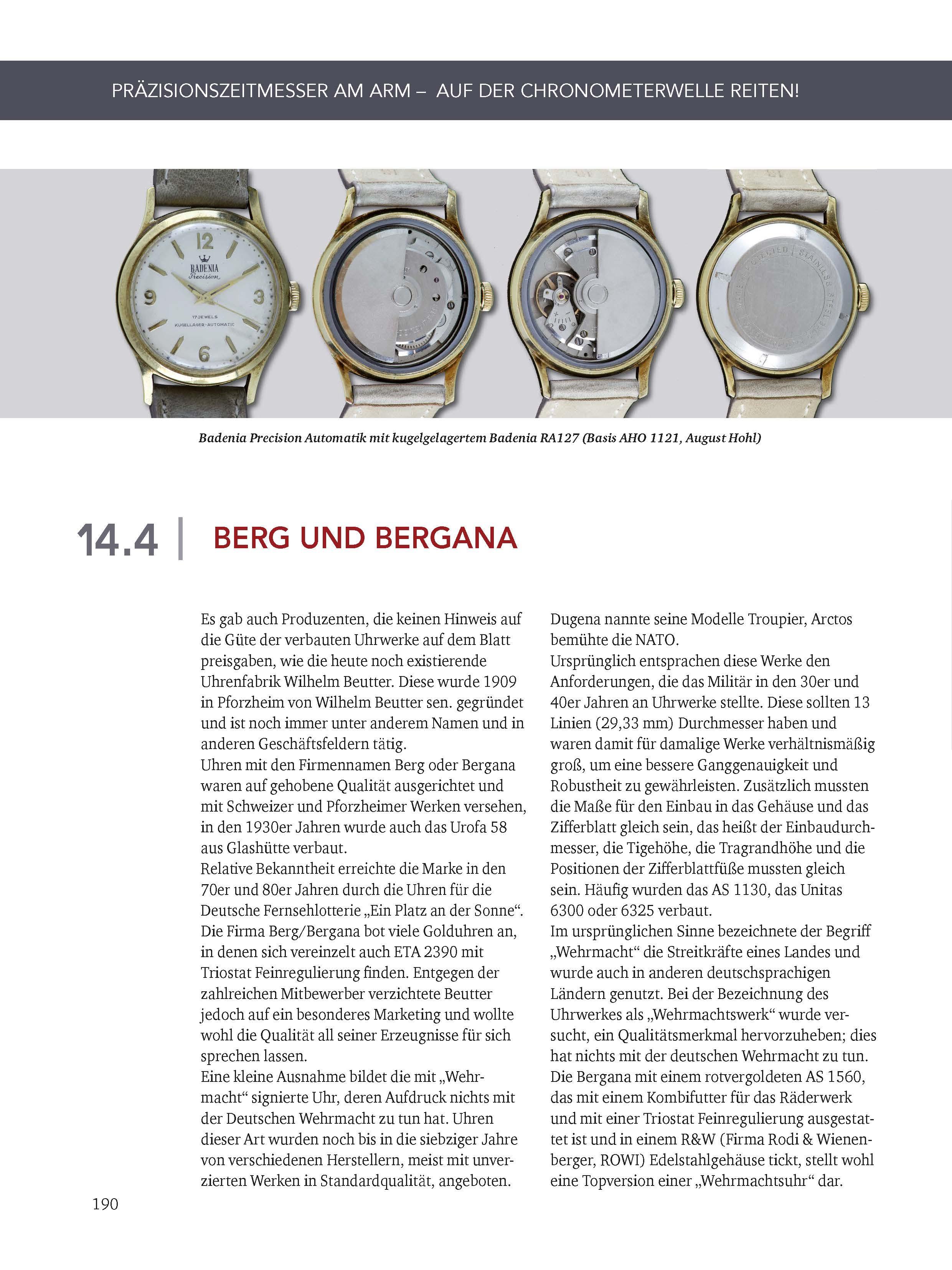 Beispielinhalt (Bild) Deutsche Armbandchronometer und Qualitätsuhren 1935 - 1980